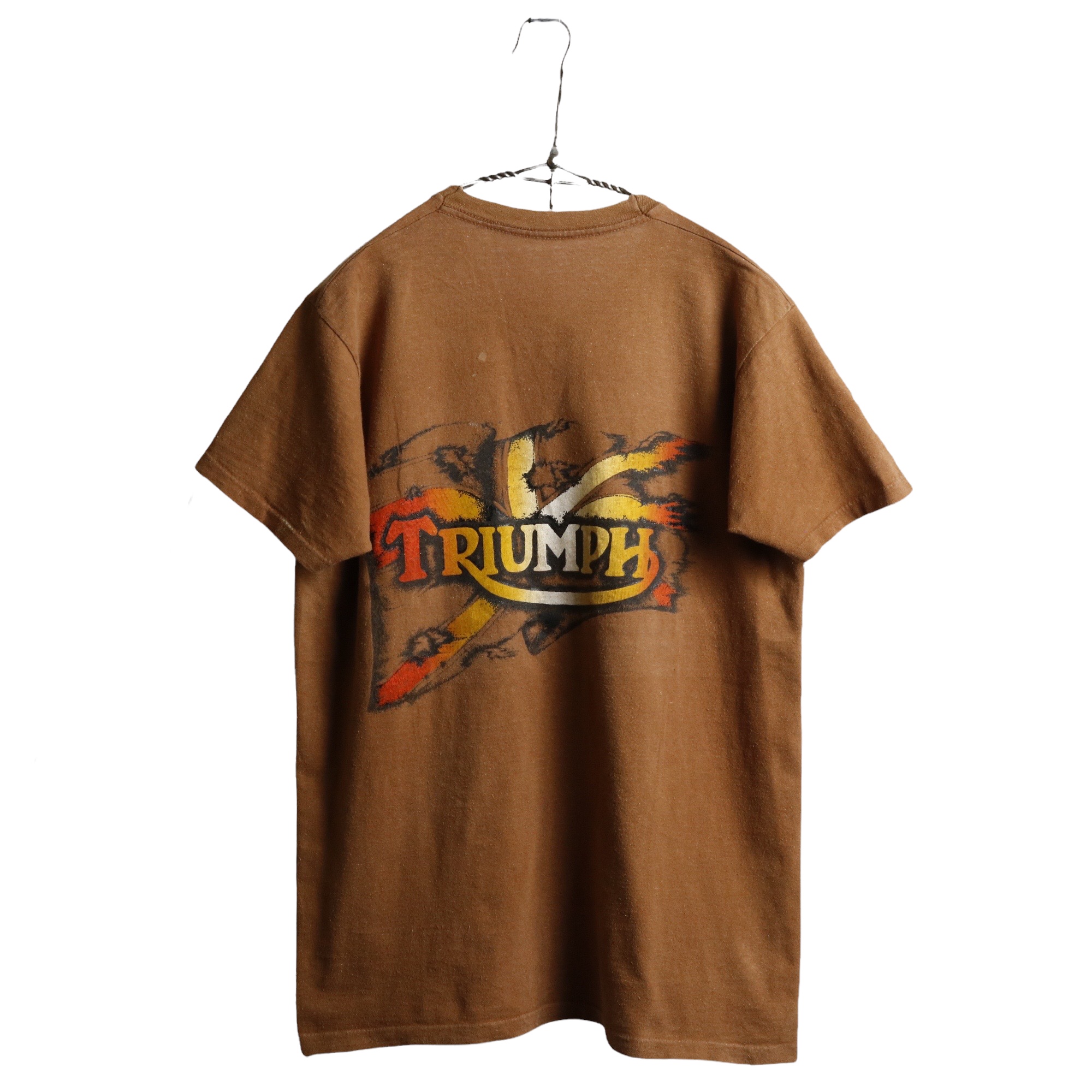 70s ヴィンテージ TRIUMPH トライアンフ ポケT Tシャツ 茶 ブラウン M程