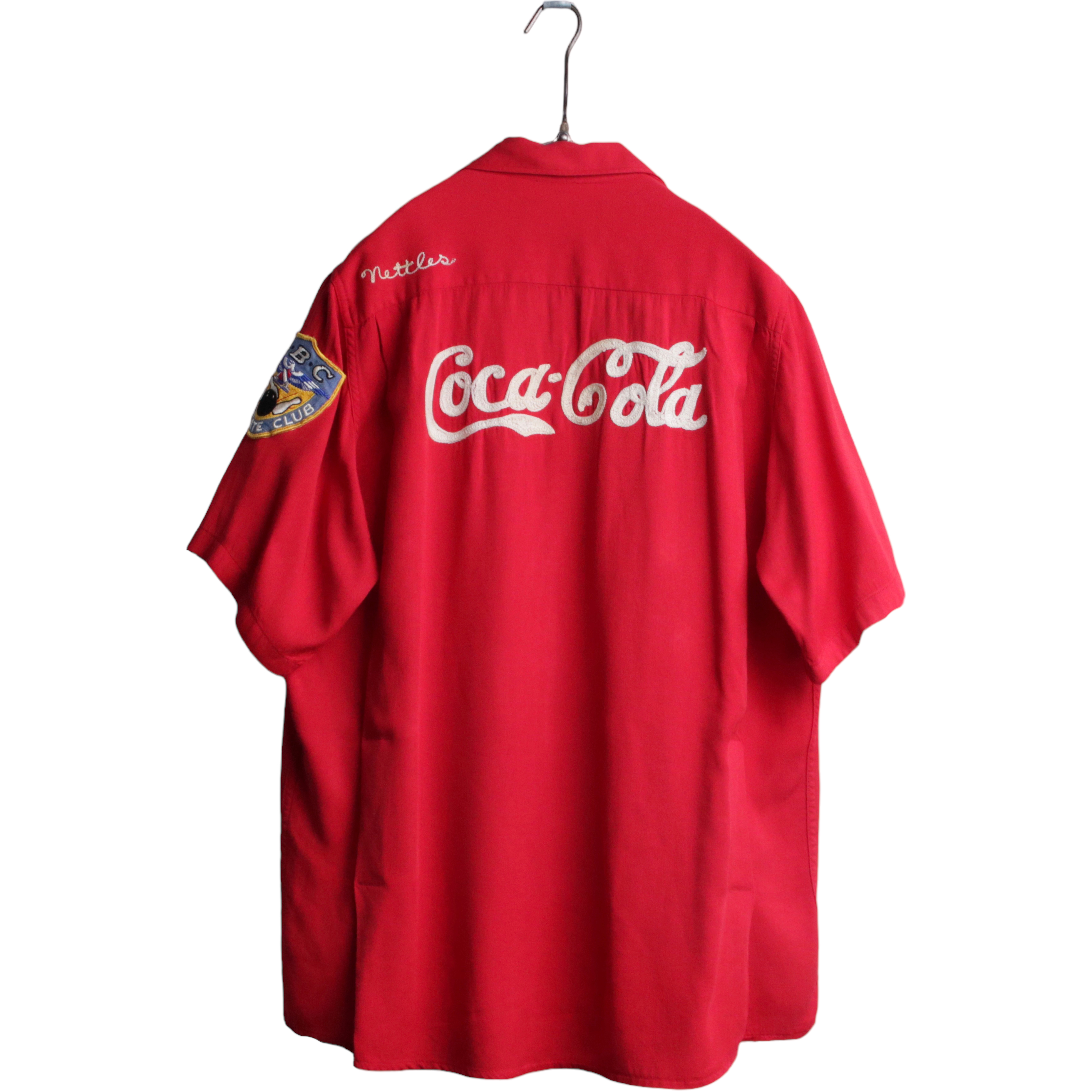 50s King Louie レーヨン ボーリングシャツ Coca Cola コカ・コーラ チェーンステッチ ラウンドシルエット M