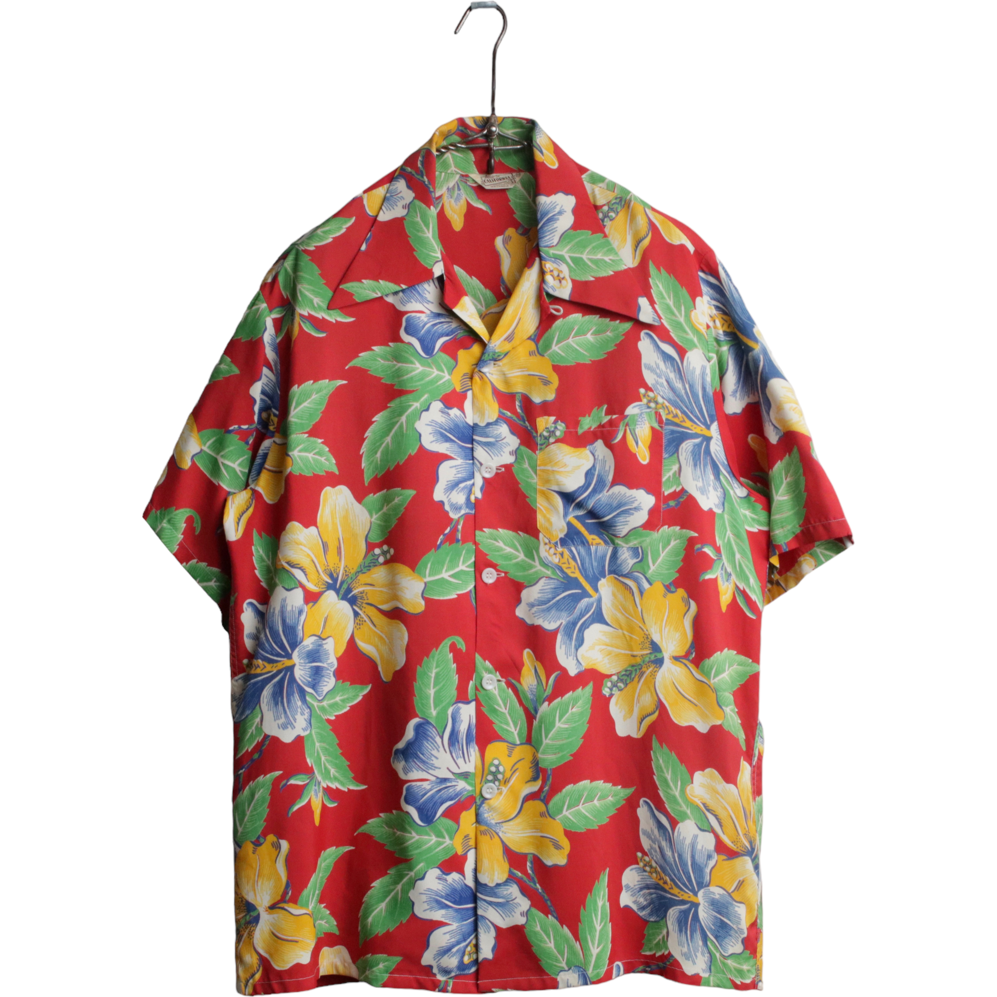 50s ハワイアン シャツ USA製 10637ｃ レーヨン ビンテージ アロハ-