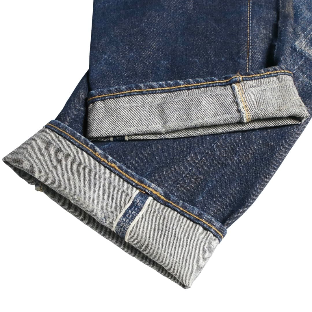 50s Levis リーバイス 501XX デニムジーンズ 両面タブ 鬼ヒゲ ハチノス 濃紺 センターオフセット W32L30