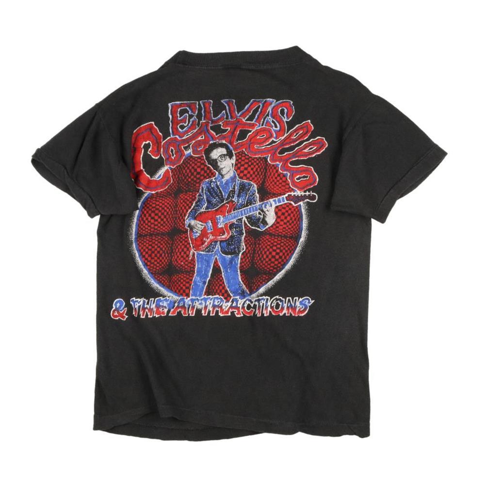 80s ヴィンテージ ELVIS COSTELLO エルヴィスコステロ Tシャツ パキ綿 バンT M