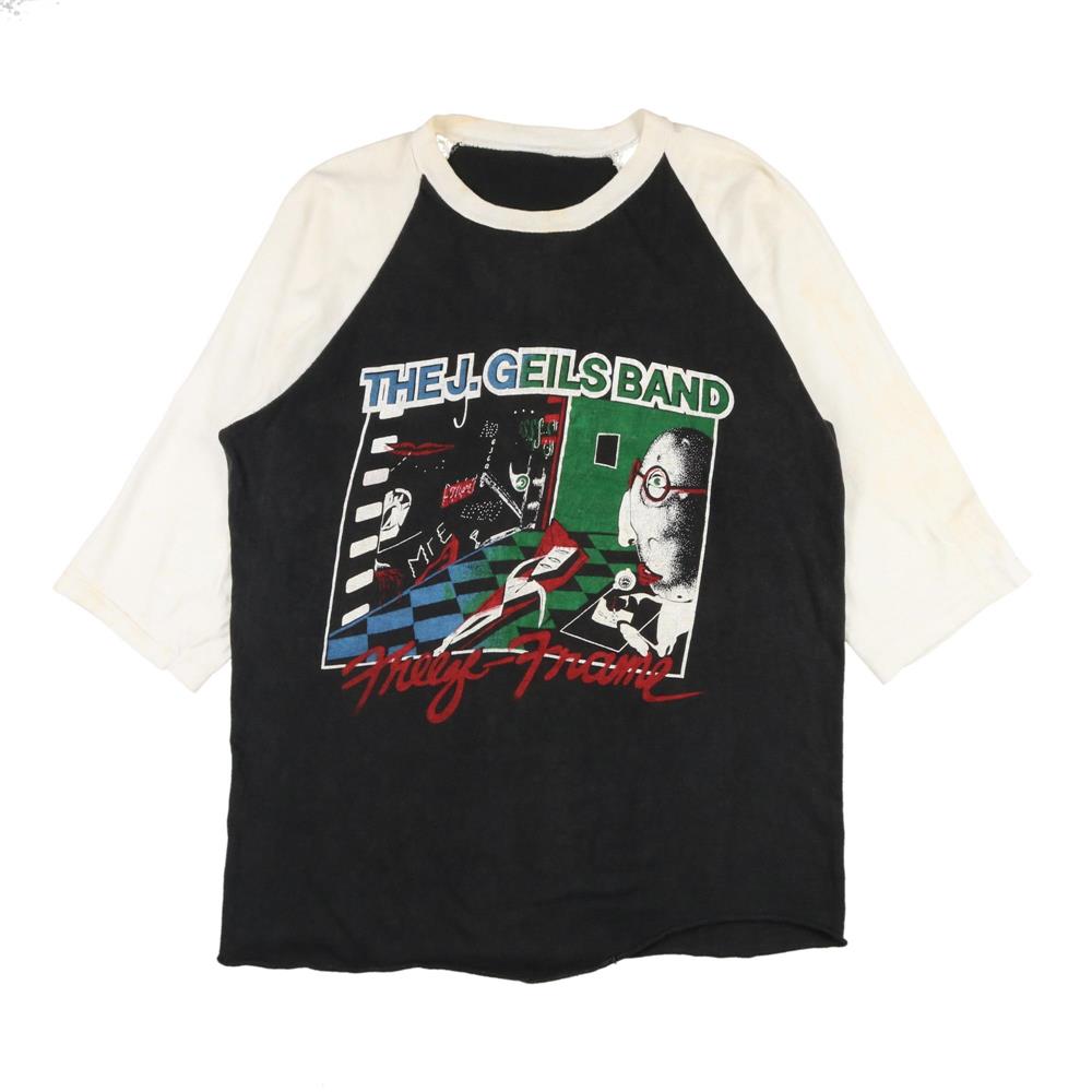 80s ヴィンテージ The J.Geils Band J・ガイルズ バンド Freeze Frame フリーズ フレイム Centerfold  堕ちた天使 1981年 アルバム Tシャツ バンT バンド パキ綿 ラグラン 黒 白 L