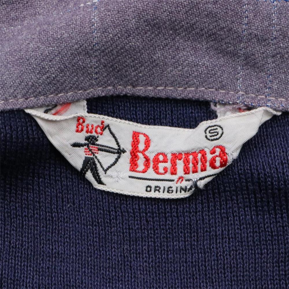 50s ヴィンテージ Berma ベルマ ギャバジン×ニット 切替ベスト カスリ ロカビリーベスト S