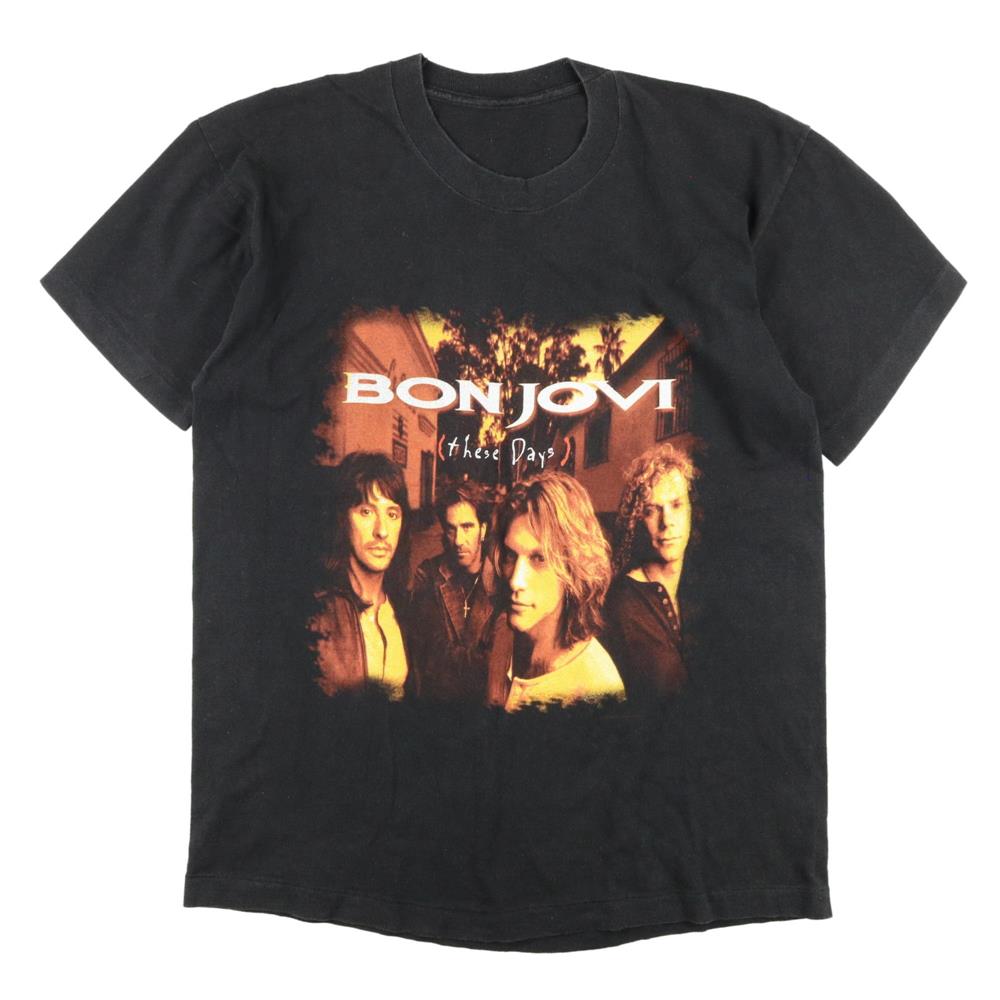 90s ヴィンテージ BONJOVI ボンジョヴィ ツアーTシャツ theseDays シングルステッチ 黒 半袖 ロック バンド L程