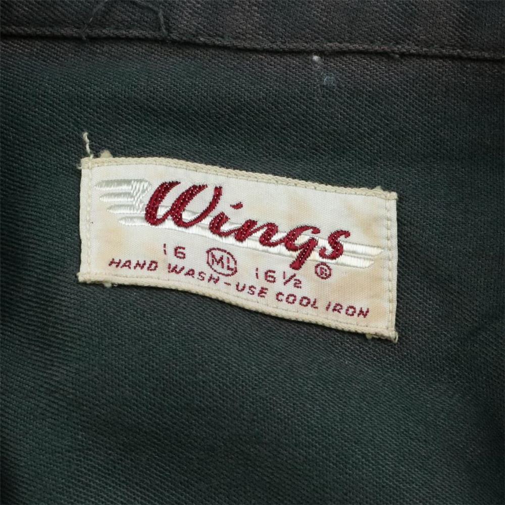 50s ヴィンテージ Wings チェーンステッチ レーヨンシャツ 緑 グリーン L