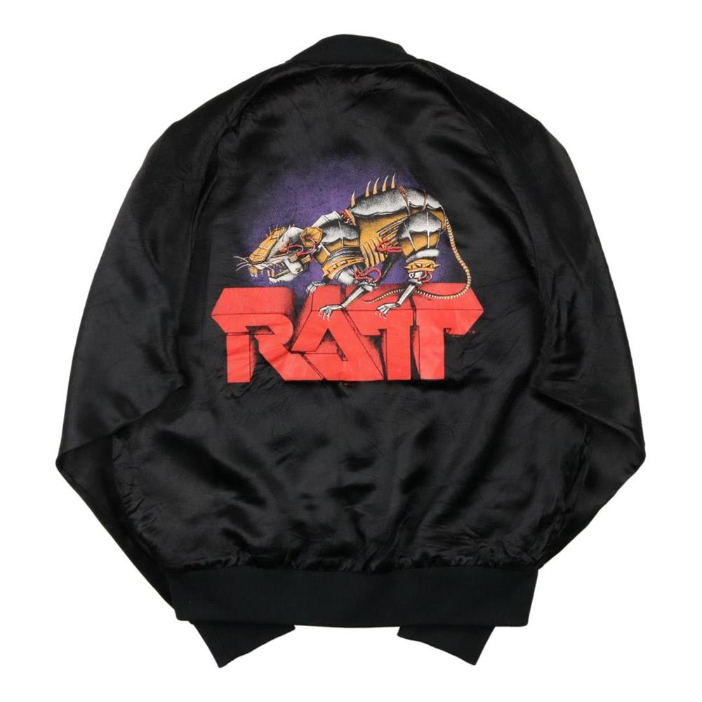 80s RATT サテン スタジャン バックプリント バンド ロック M