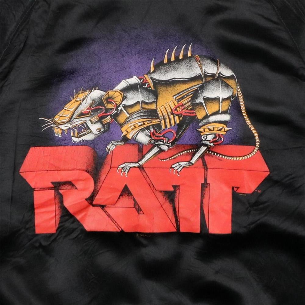 80s RATT サテン スタジャン バックプリント バンド ロック M