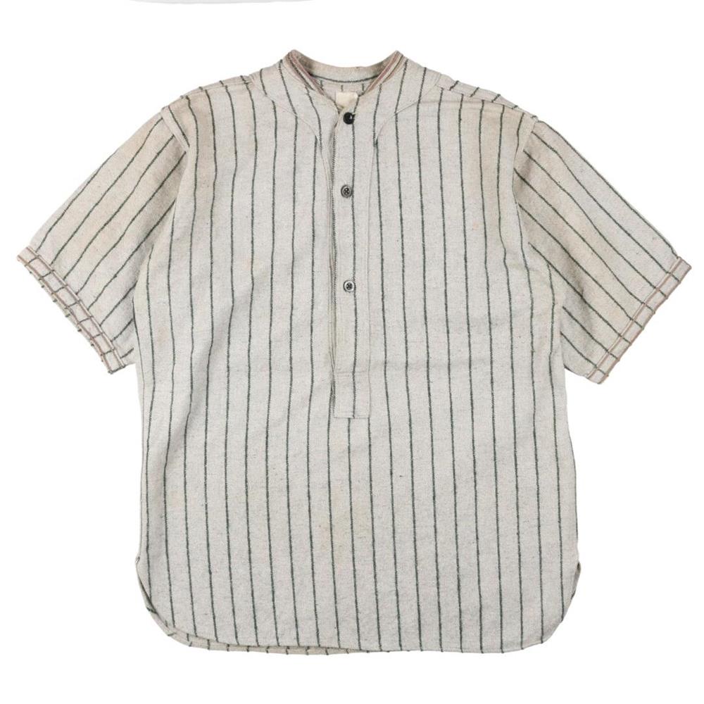 30s ヴィンテージ ベースボールシャツ 立ち襟 ストライプ ウール プルオーバー M程 / ACORN Buy&Sell Vintage
