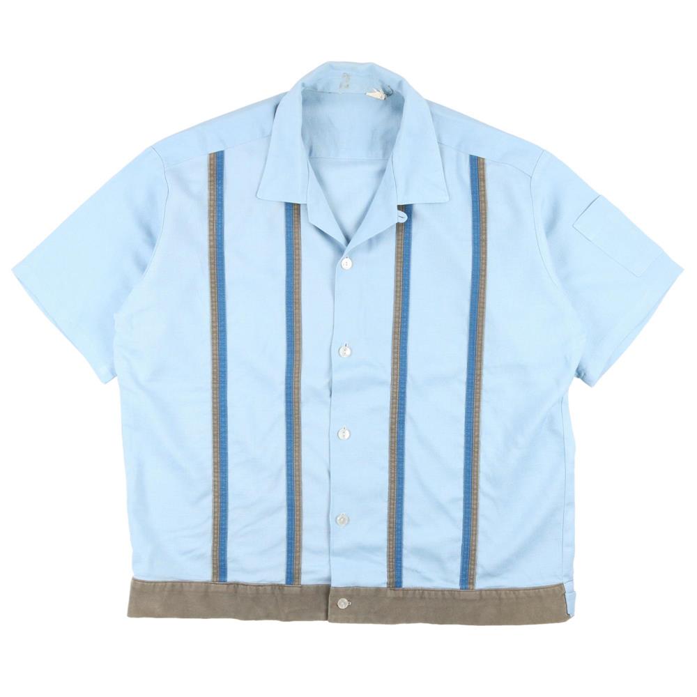 ヴィンテージ古着の通販 | ACORN BuySell Vintage 古着屋 / 60s ヴィンテージ レーヨンシャツ オープンカラー 半袖  S/S ストライプ 水色 ブルー系 XL程