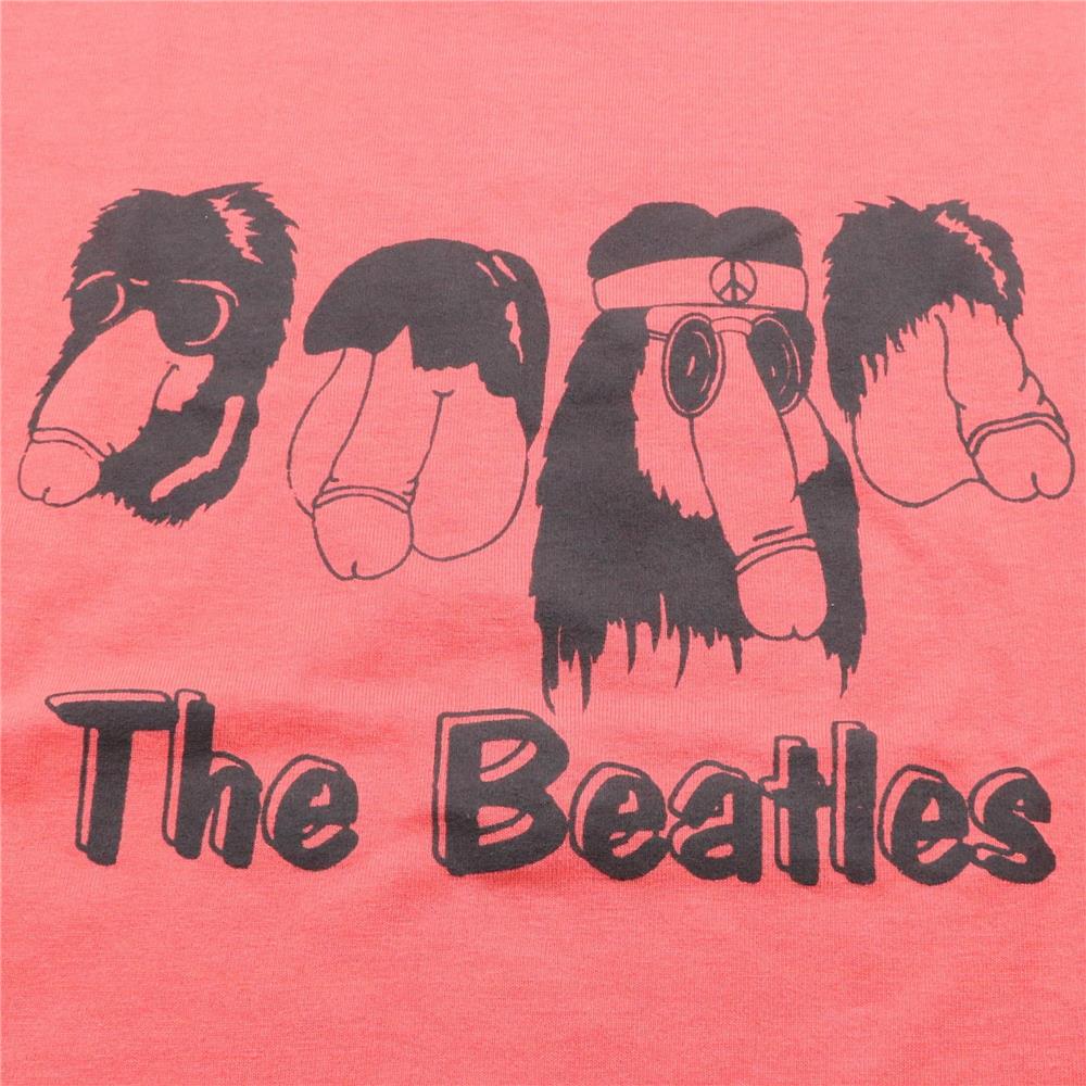 90s ヴィンテージ Beatles ビートルズ Tシャツ バンT Fruit of the Loom フルーツオブザルーム エロ系 パロディ ピンク  S