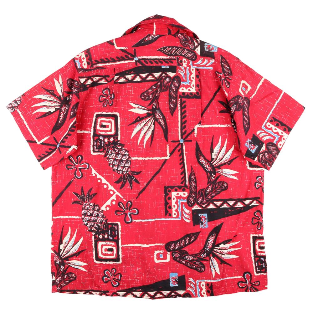 送料無料】 M～Lぐらい コットンアロハシャツ Bazaar Polynesian 70's 