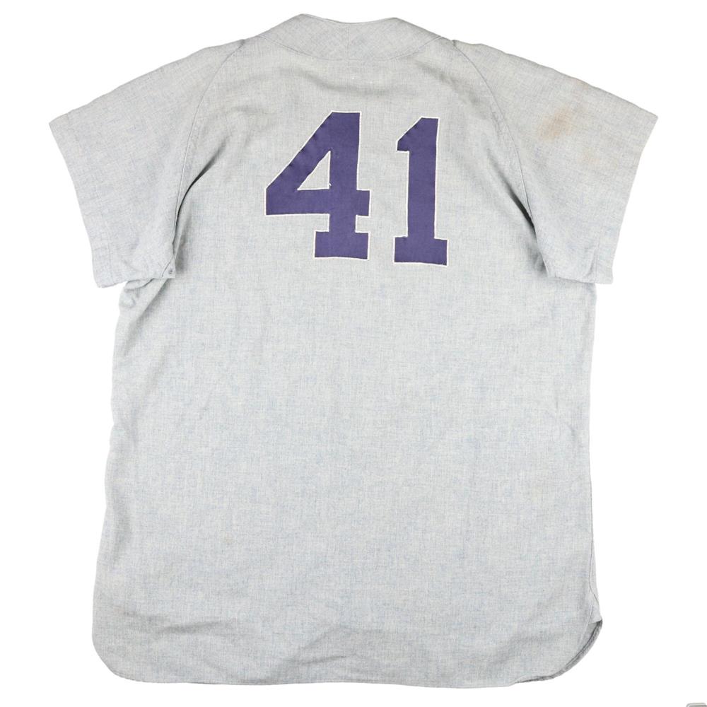 50s ヴィンテージ E.F.HOLLAND&CO INC. 半袖 ウール ベースボールシャツ マチ ベンチレーション グレー 42