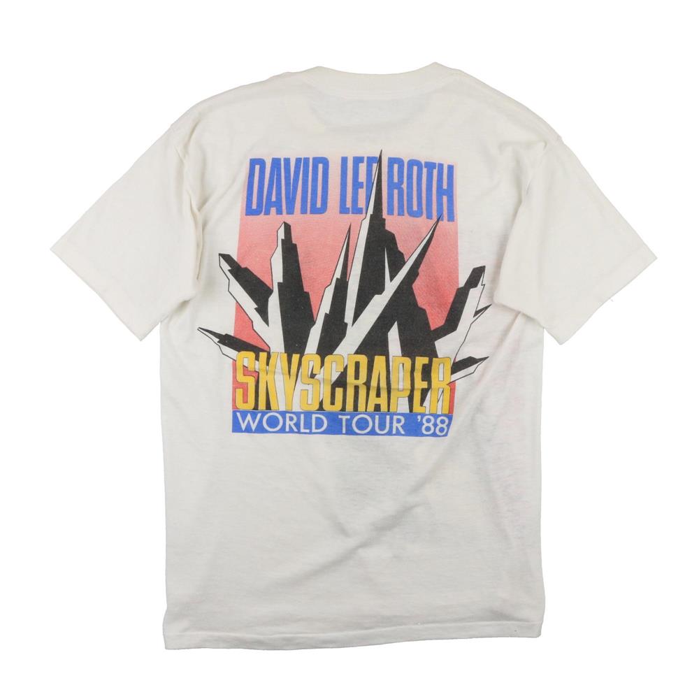 80s ヴィンテージ DAVID LEE ROTH デビッドリーロス Skyscraper Tour スカイスクレイパーツアー Tシャツ 白 ホワイト  M程