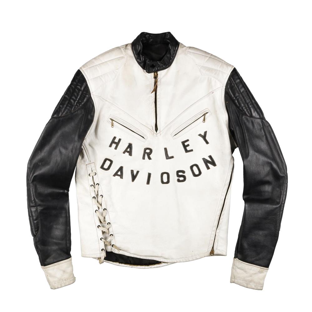 60s ヴィンテージ Harley Davidson ハーレーダヴィッドソン ツートン ライダースジャケット プルオーバー ブラック ホワイト L程