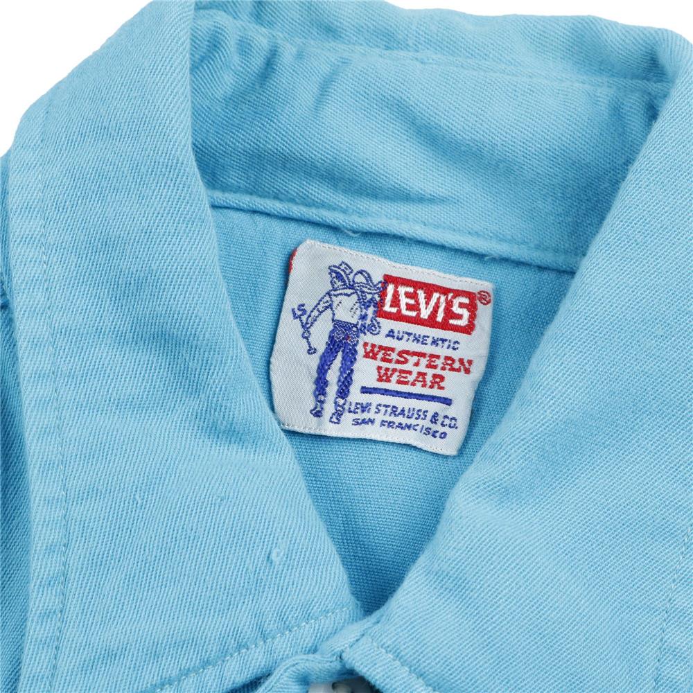 60s ヴィンテージ Levi's リーバイス レーヨン ウエスタンシャツ サドルマン ソートゥースポケット ターコイズ M程
