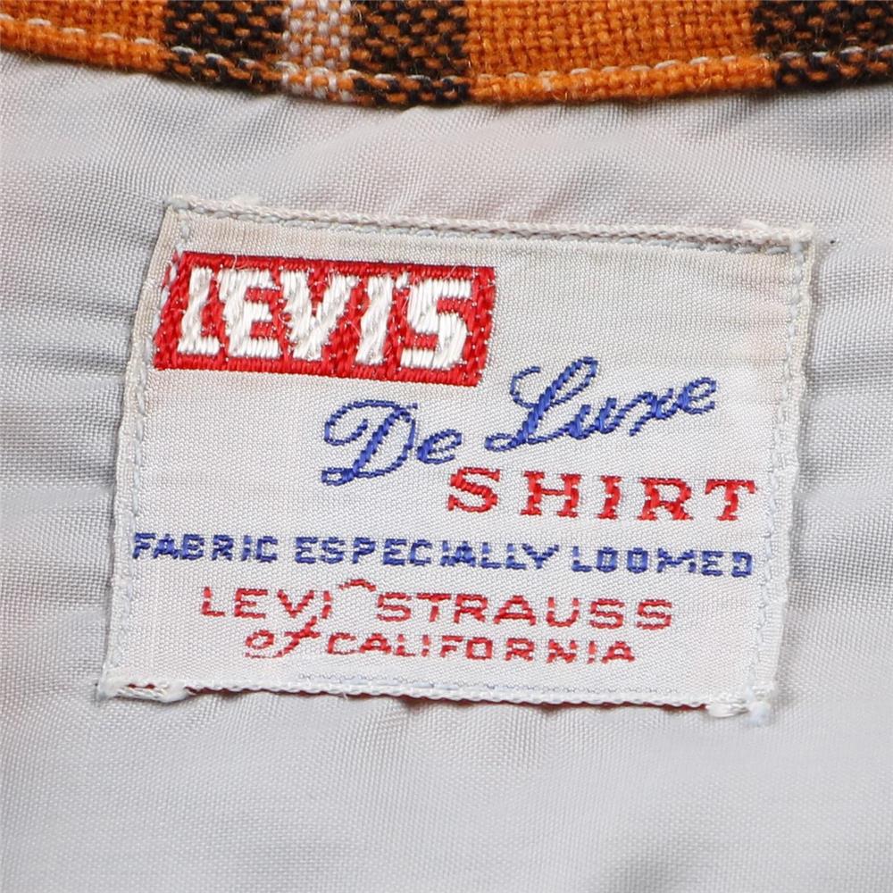 50s ヴィンテージ Levis リーバイス De Luxe SHIRT オープンカラー ウールシャツ オレンジチェック 15H