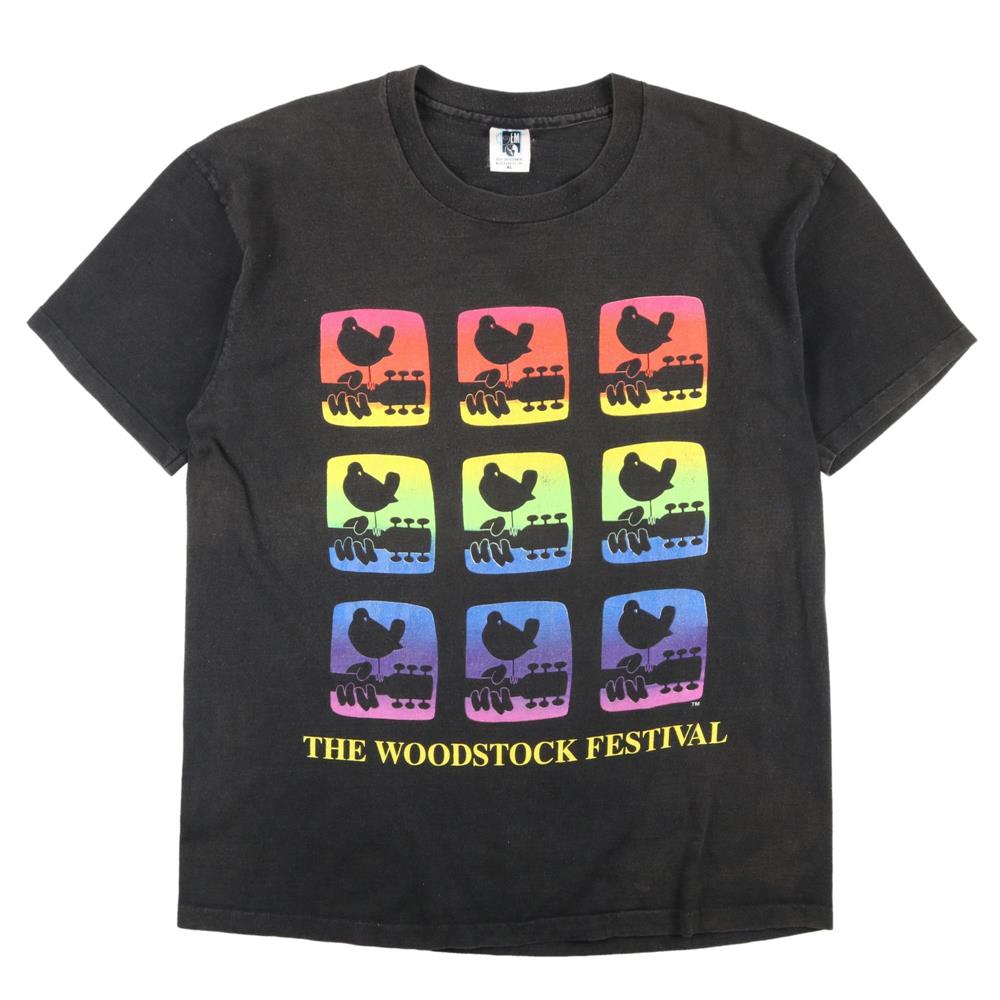 90s ヴィンテージ WOODSTOCK ウッドストック バンド フェス Tシャツ 黒 ブラック XL