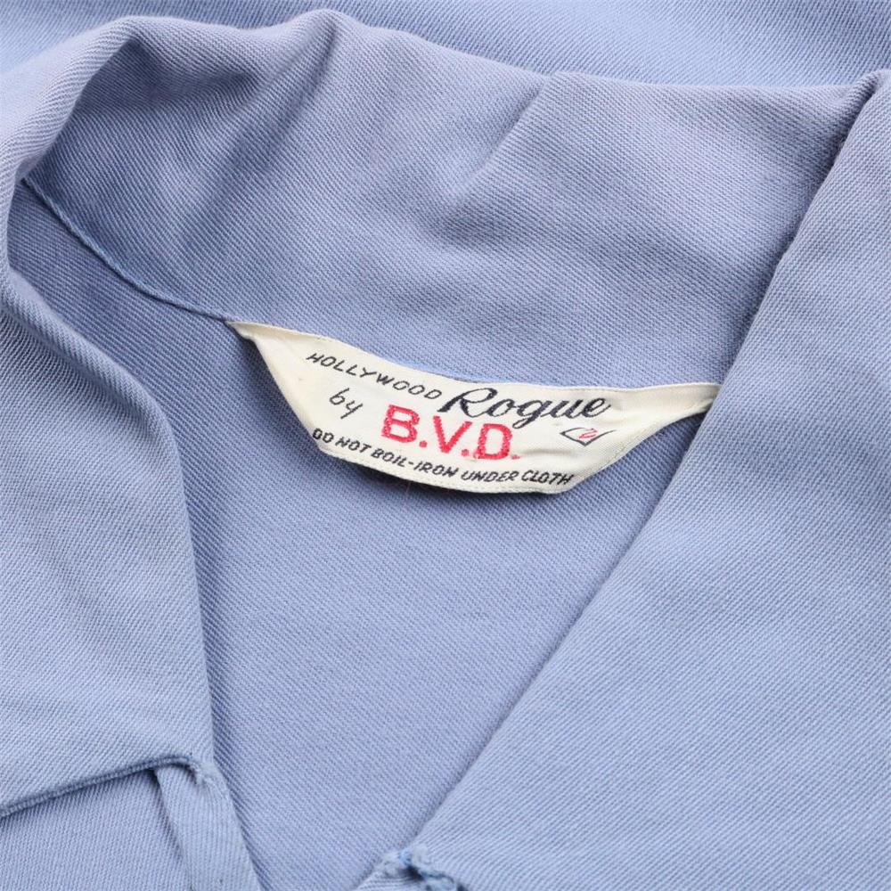 50s ヴィンテージ B.V.D. L/S 長袖 プルオーバー レーヨンシャツ 2ポケ パチポケ オープンカラー 2