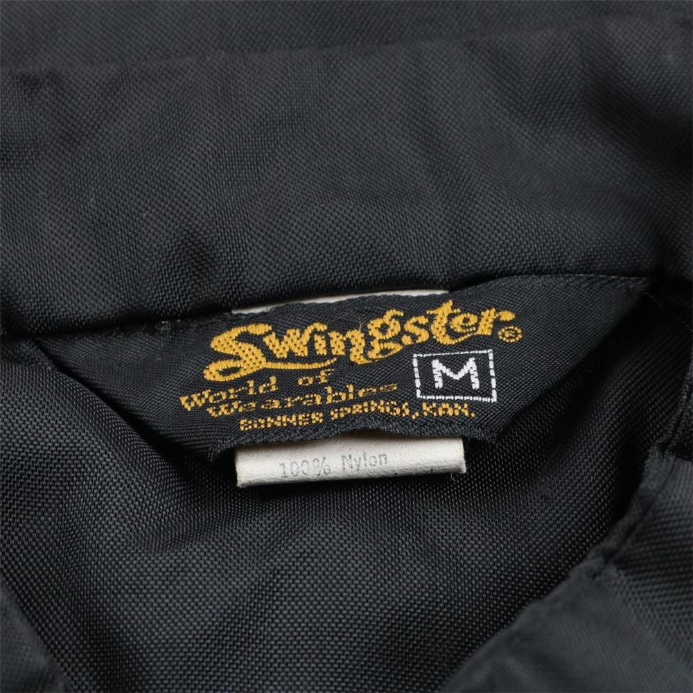 70s ヴィンテージ Swingster スウィングスター レーシングジャケット スタンドカラー ワッペン ブラック 黒 M