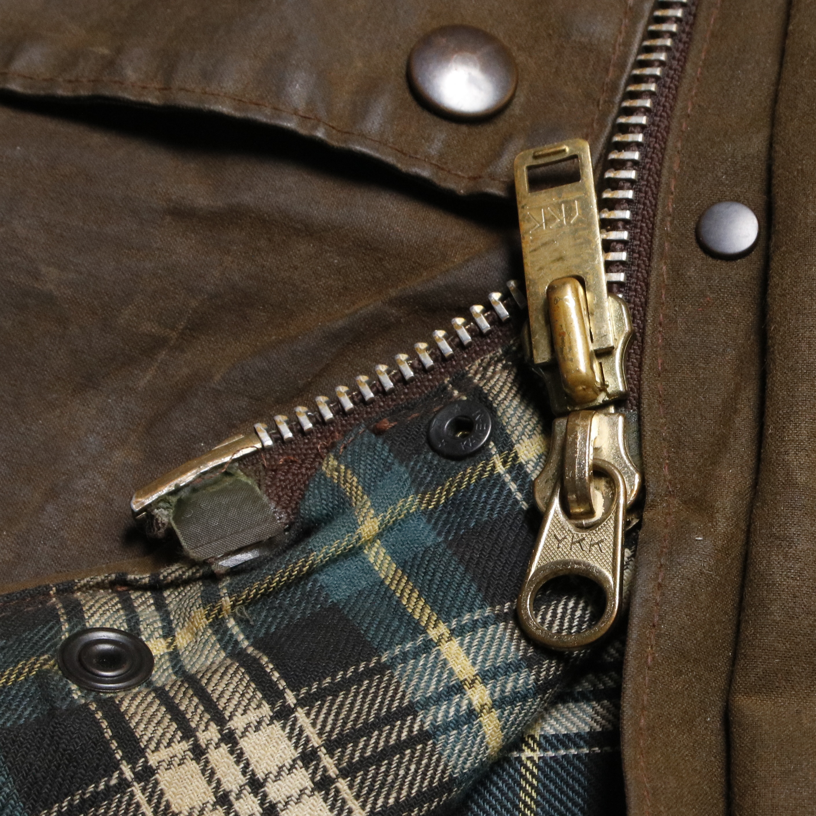 80s Barbour バブアー ソルウェイジッパー オイルドジャケット 2ワラント YKKジッパー ブラウン襟 36