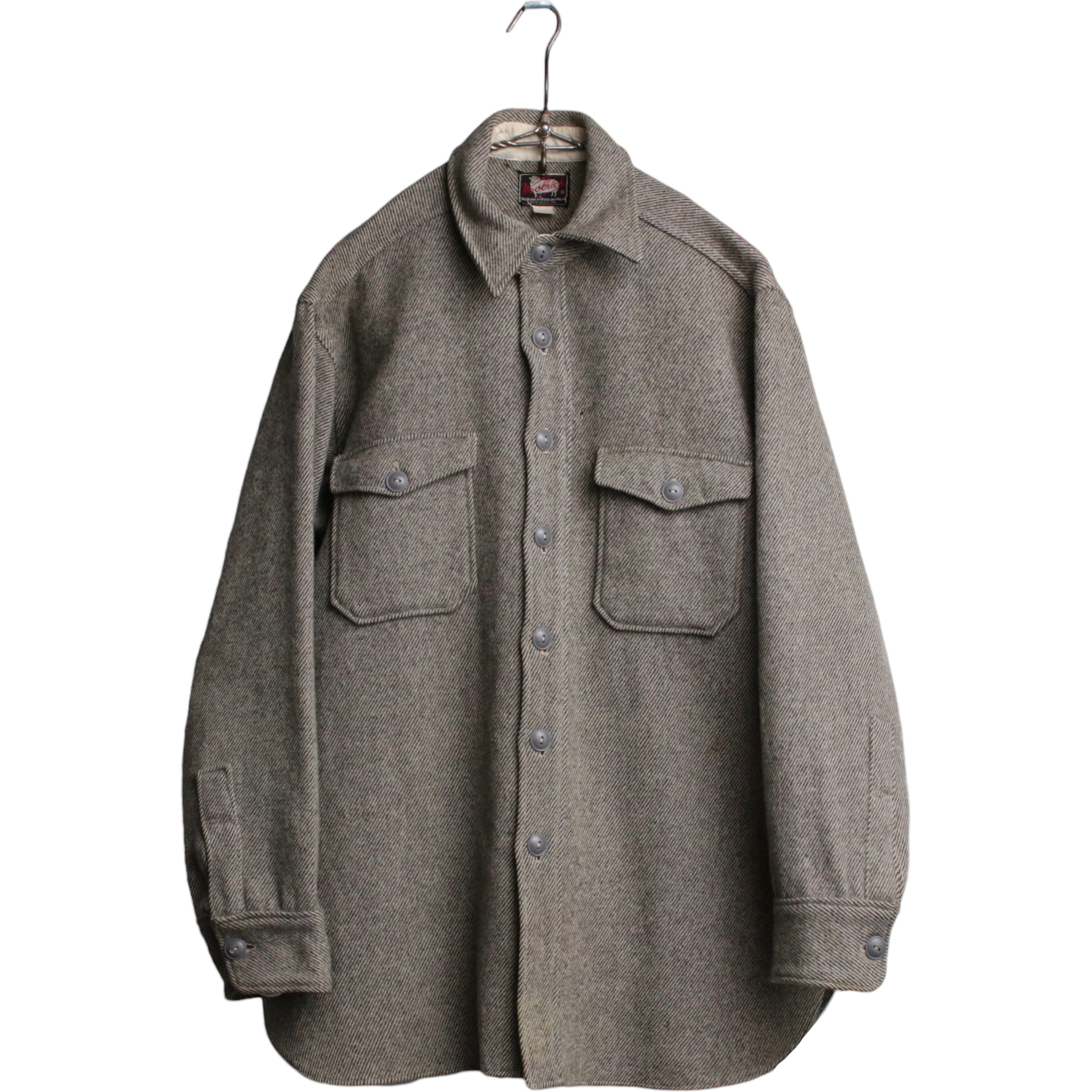 50s Woolrich ウールシャツ ツイード ブラック&ベージュ 16