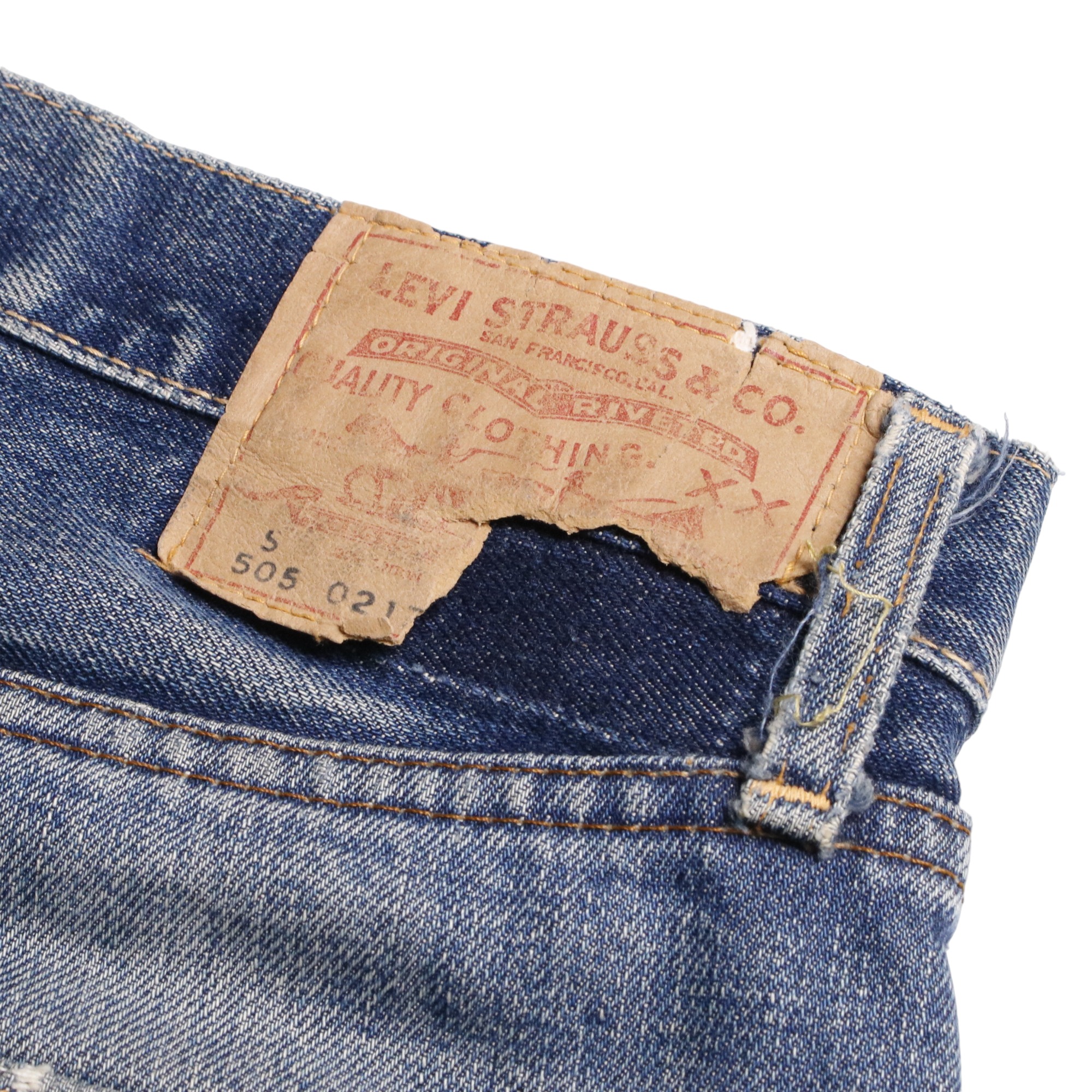 60s Levis リーバイス 505 BigE Sタイプ デニム ジーンズ 耳付き Vステッチ ボタン裏刻印J 42TALON W32L27