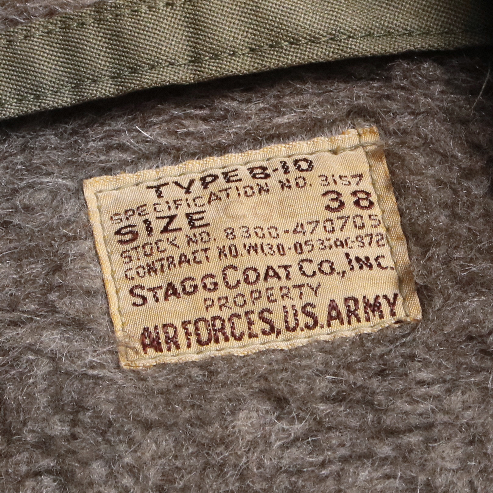 40s USAAF ARMY AIR FORCE B-10 フライトジャケット 白タグ STAGG COAT