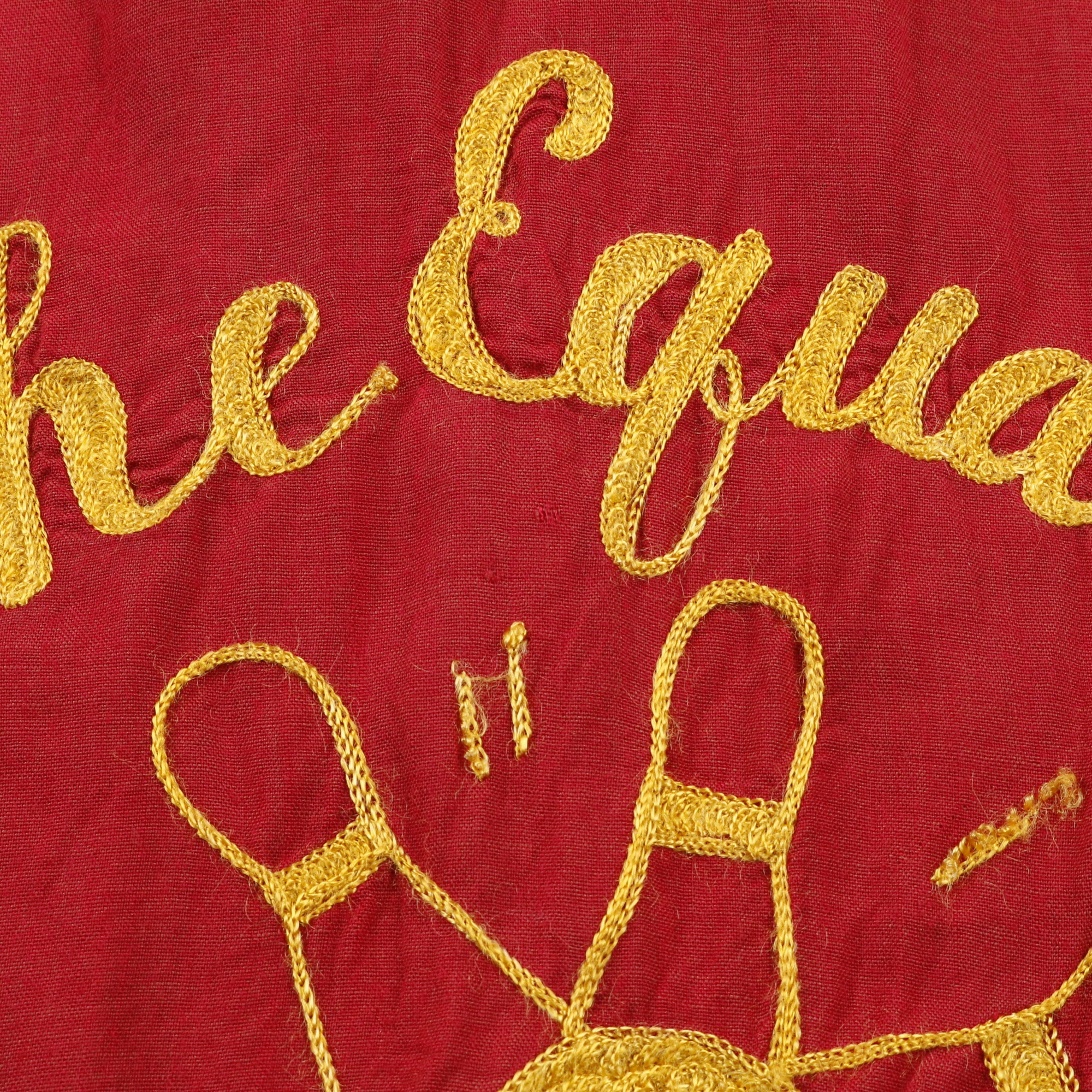 60s ヴィンテージ ボウリングシャツ 刺繍 チェーンステッチ 半袖 S/S レーヨン 赤 レッド S程
