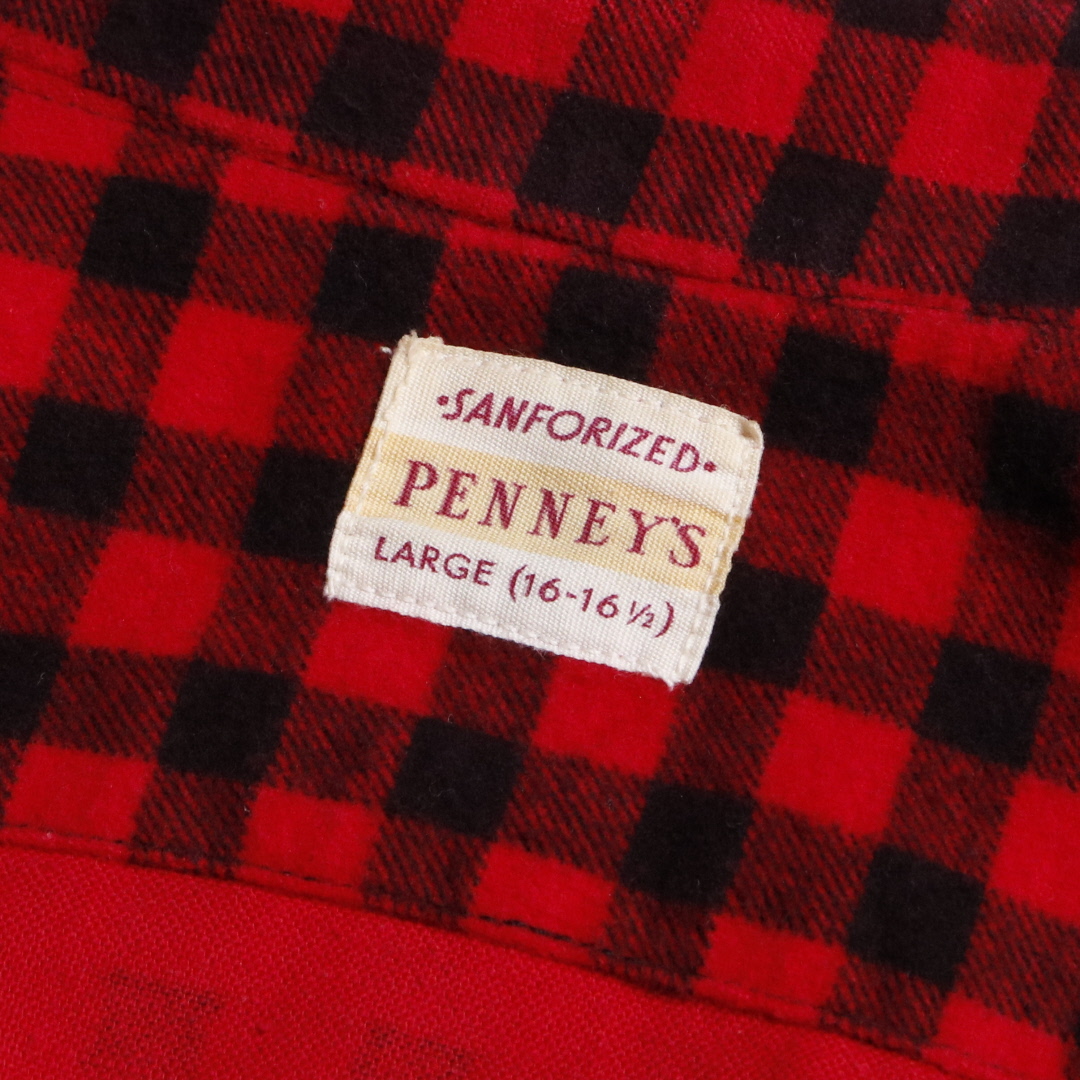 50s60s PENNY'S ペニーズ プリントフランネル ワークシャツ マチ付き L 16-16H