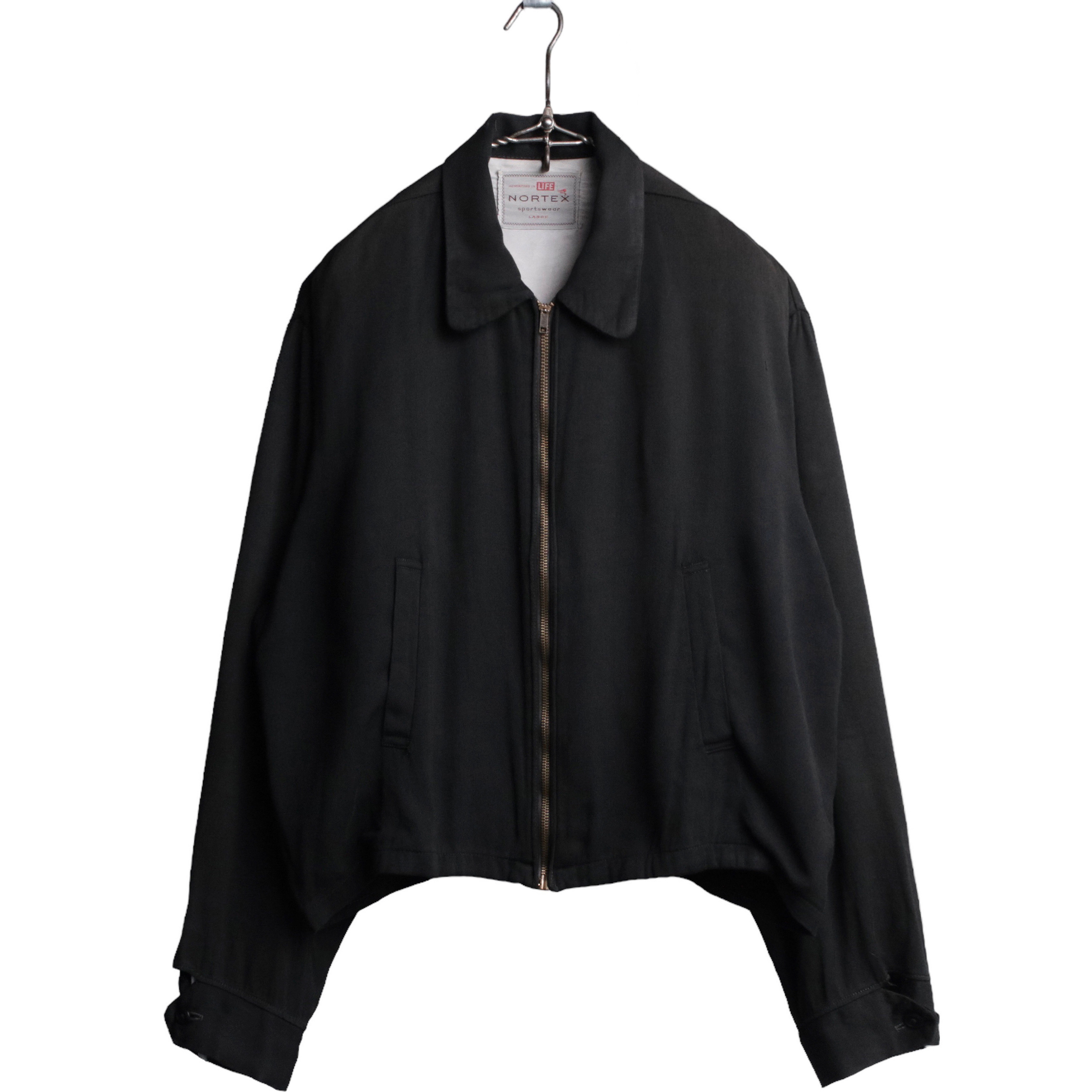 50s NORTEX レーヨン ギャバジンジャケット ギャバジャン 無地 黒 