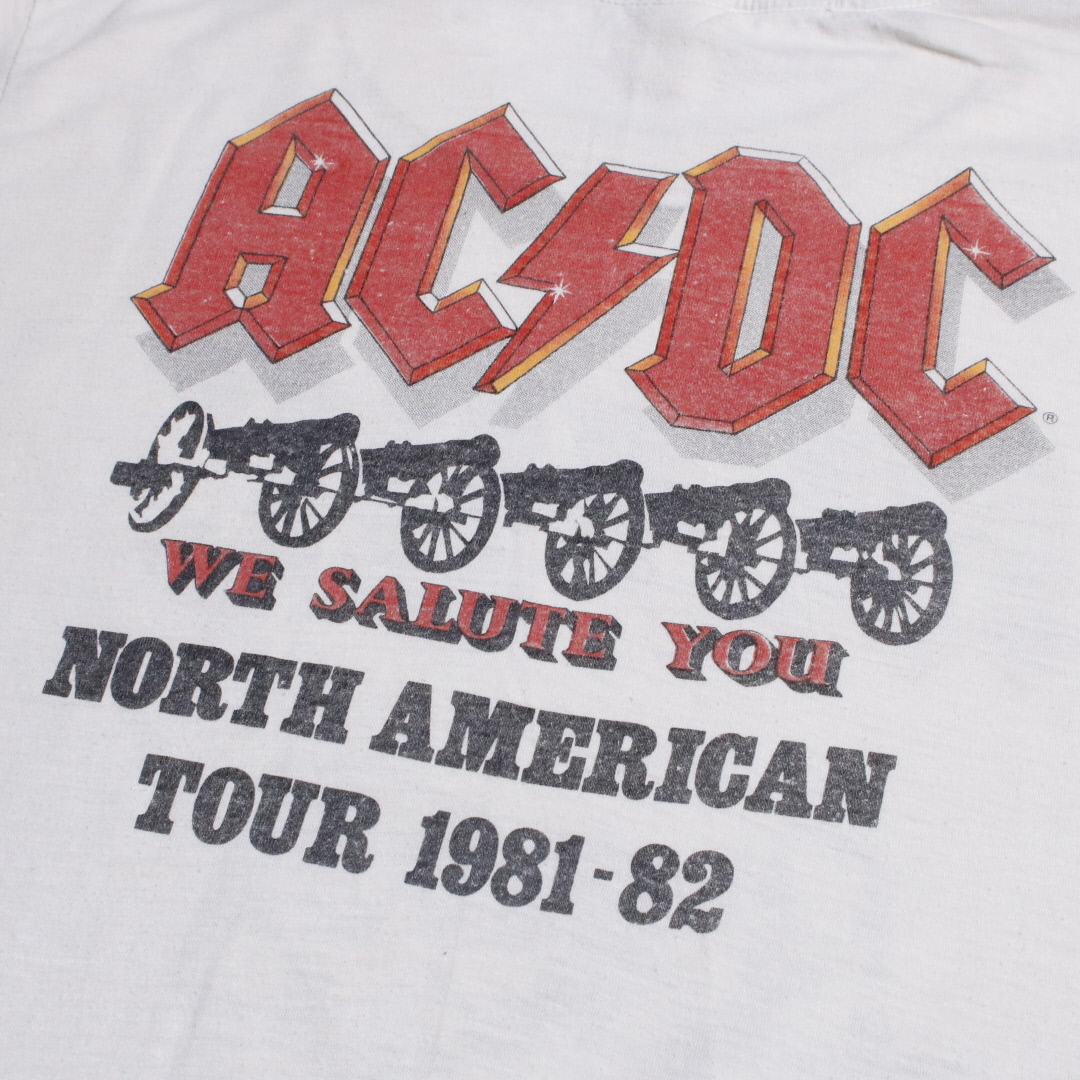 80s SCREEN STARS ACDC バンドTシャツ バンT 両面プリント 白 L