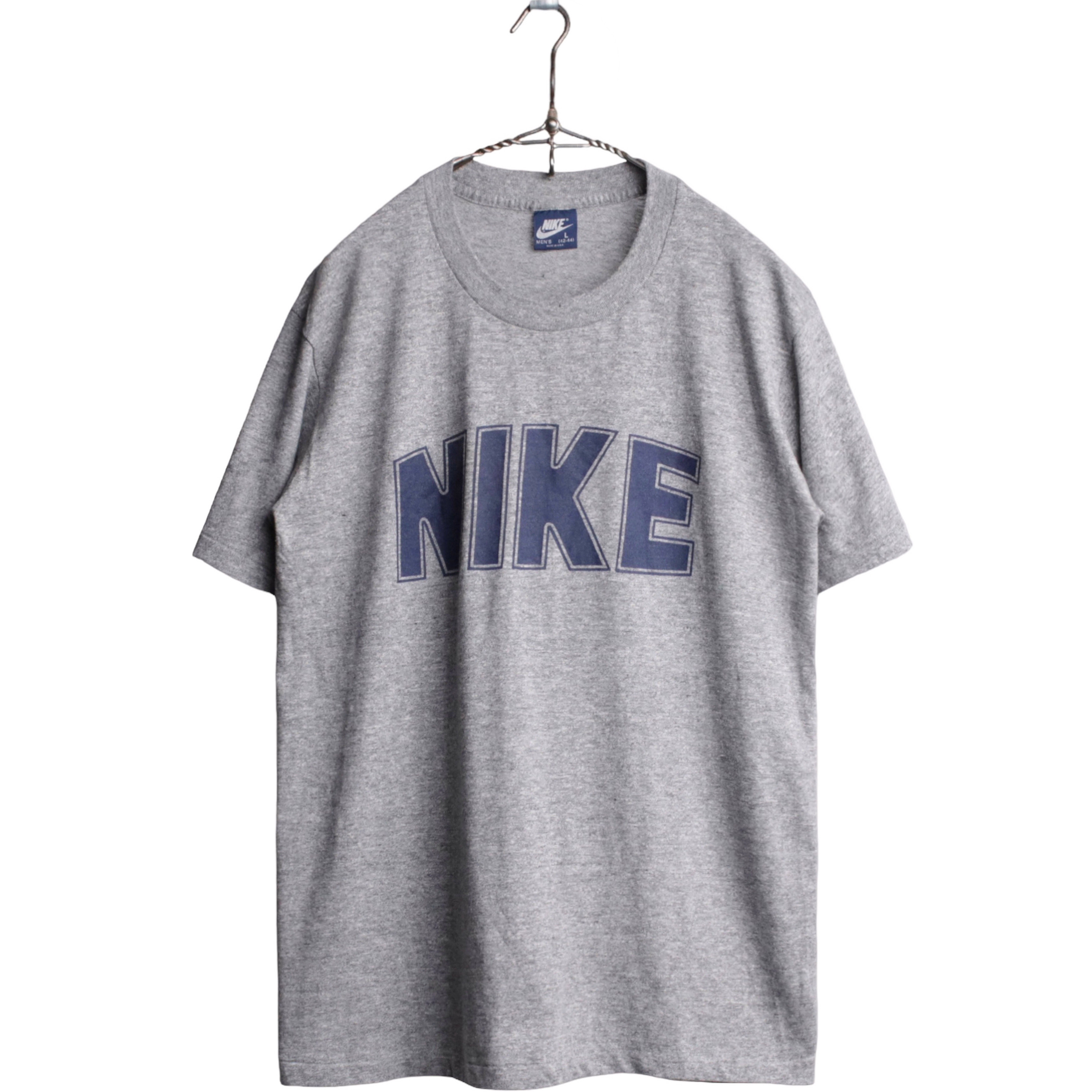 80s NIKE ナイキ カマボコ Tシャツ 紺タグ L（42-44）