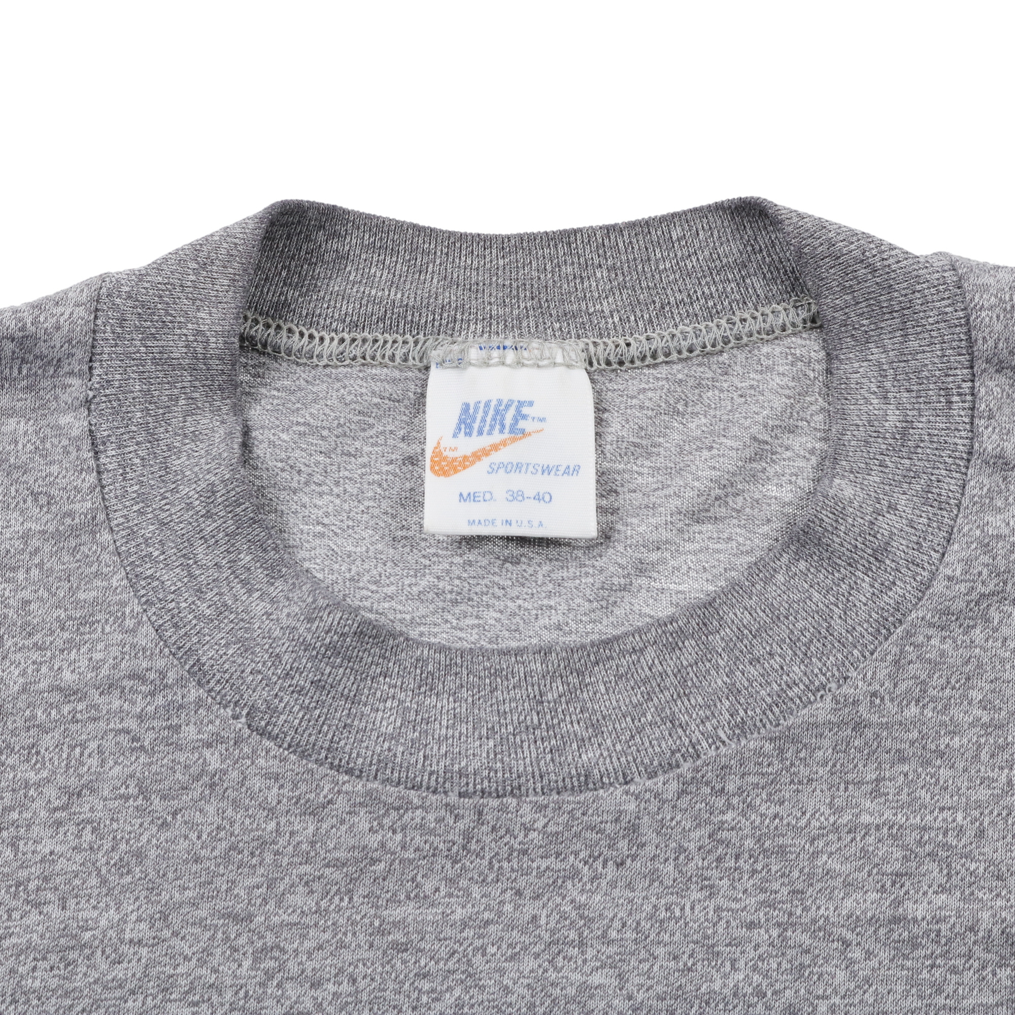 70s ヴィンテージ NIKE ナイキ ポケット付き 長袖 Tシャツ ロンT 袖プリント オレンジタグ 杢グレー M