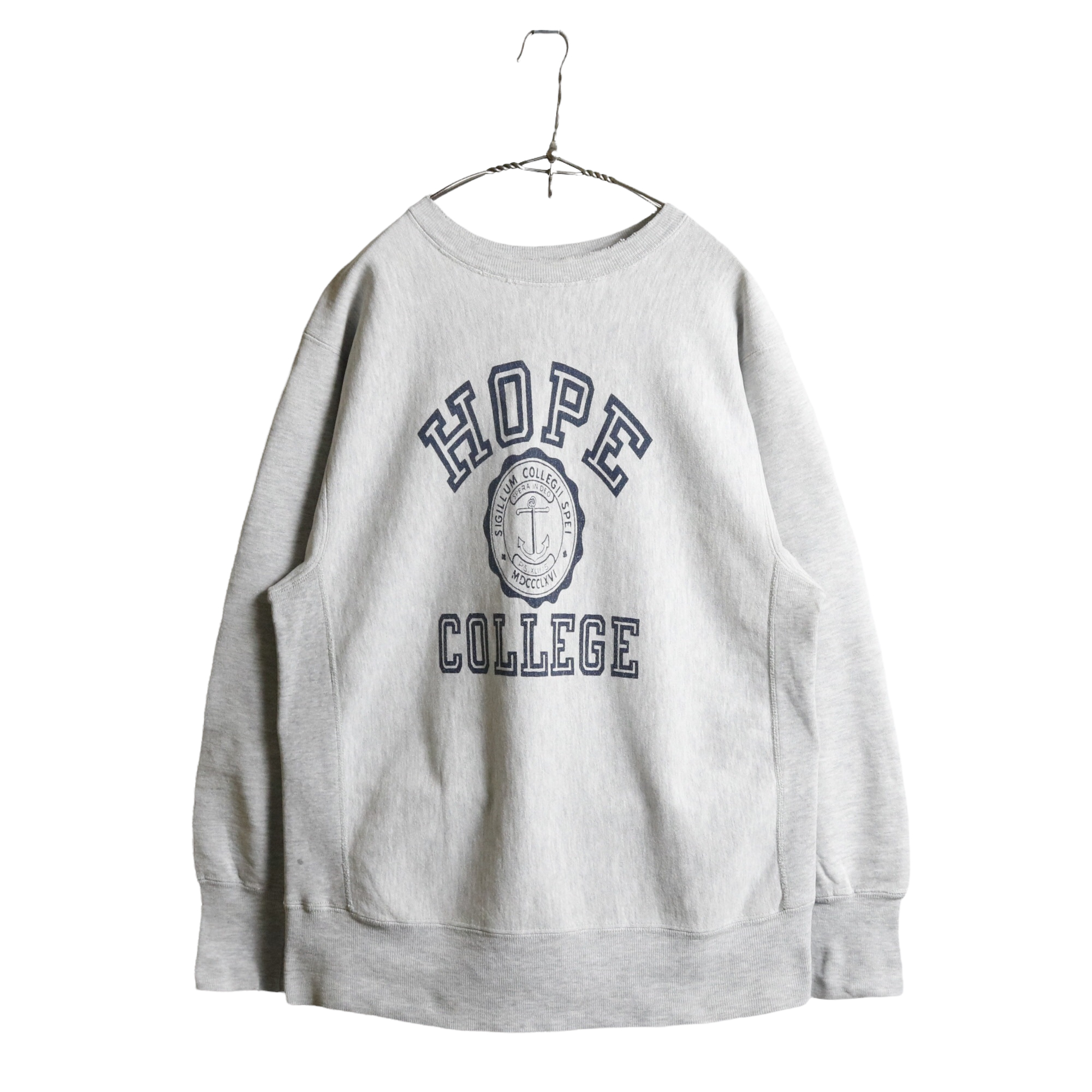 90s ヴィンテージ Champion チャンピオン リバースウィーブ スウェット カレッジプリント 染込み 刺繡タグ グレー L