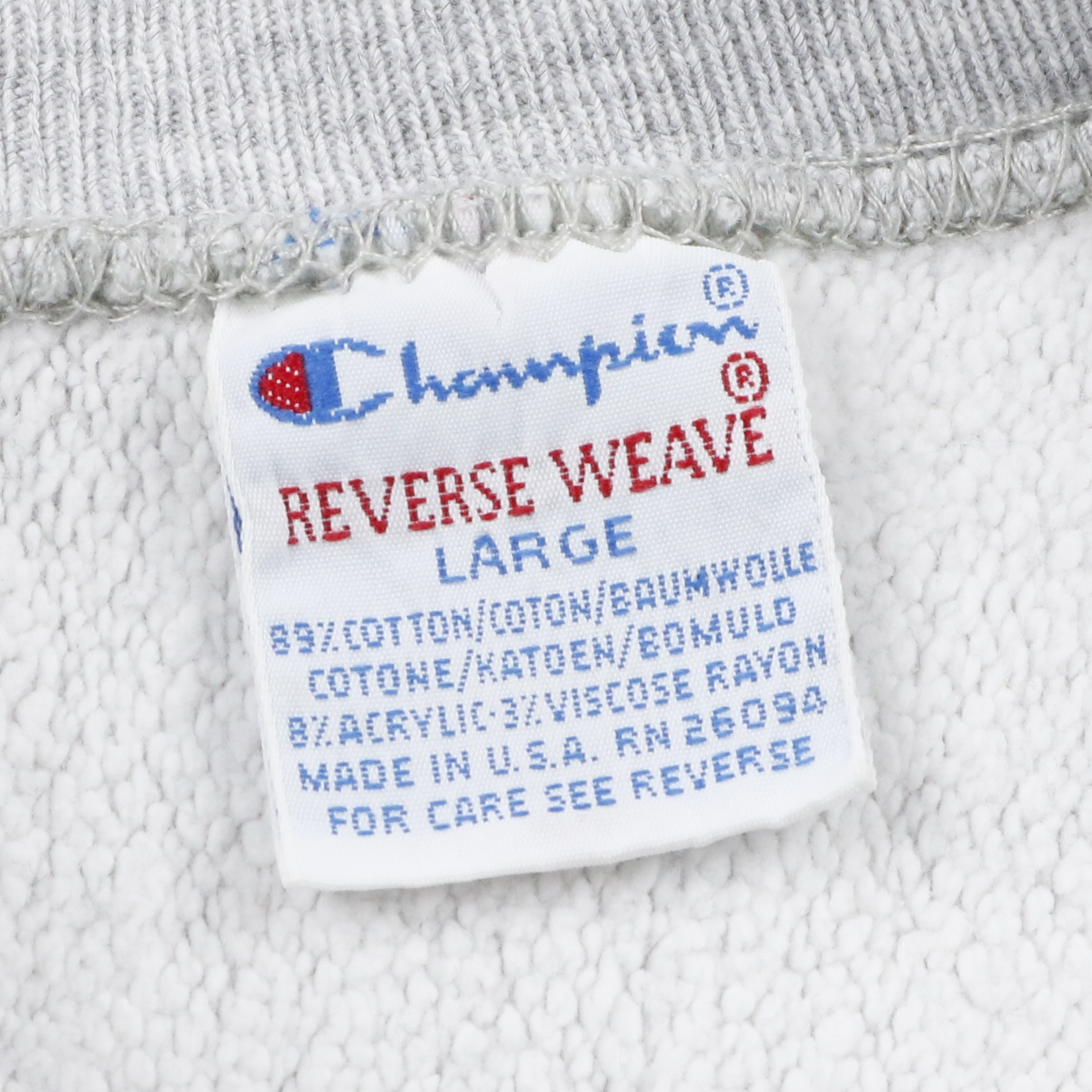 90s ヴィンテージ Champion チャンピオン リバースウィーブ スウェット カレッジプリント 染込み 刺繡タグ グレー L