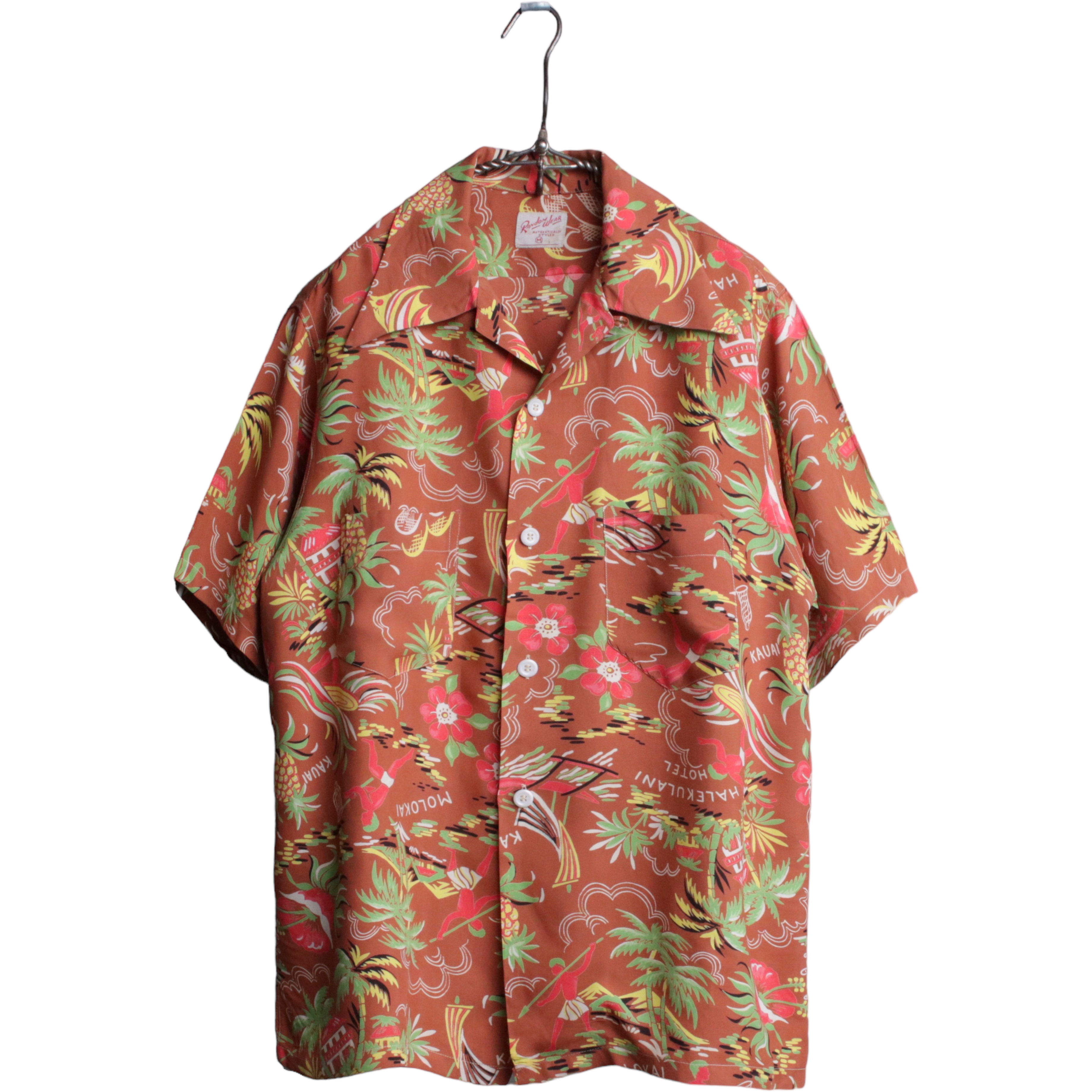 50s Random Wear レーヨン ハワイアンシャツ 皿ボタン M