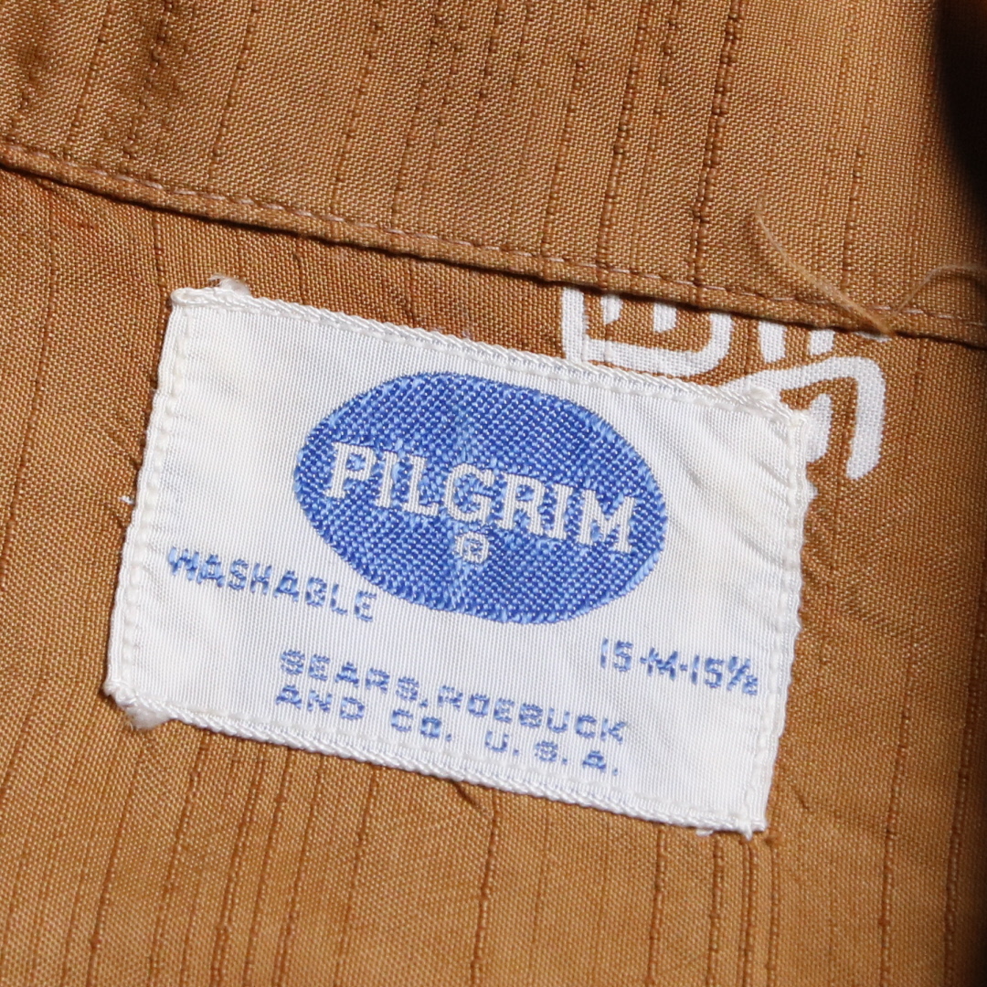 50s PILGRIM ピルグリム ハワイアンシャツ アトミック柄 袋襟 オープンカラー M