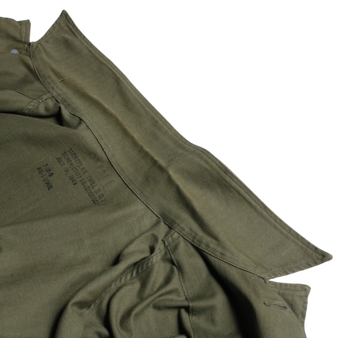 40s U.S.ARMY アーミー M-47 HBT ヘリンボーン シャツジャケット 49年度会計 月桂樹ボタン S