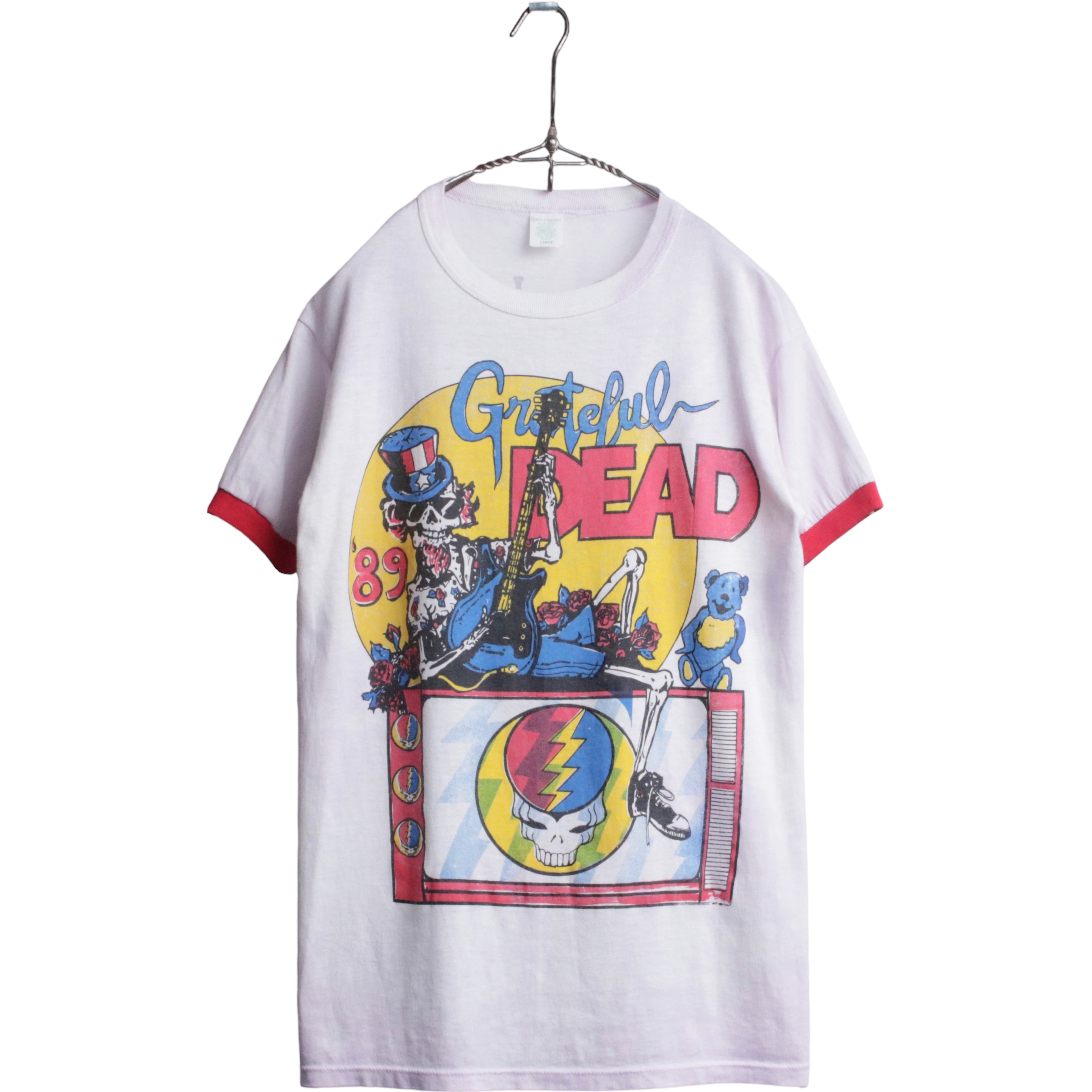 80s Grateful Dead グレイトフルデッド 89年ツアー タイダイ リンガーTシャツ バンド ロック デッドベア スカル L