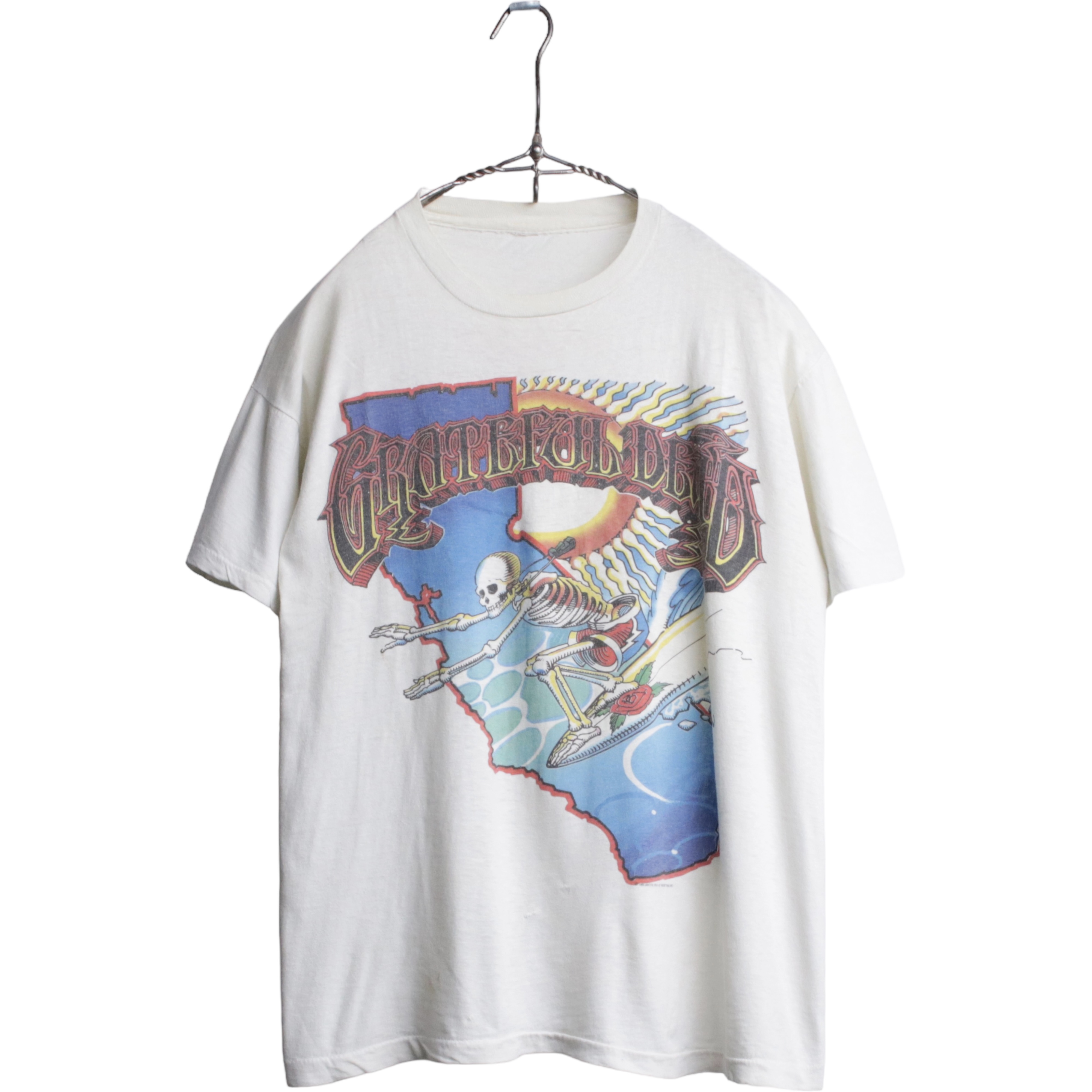 裾先袖先シングルステッチ80'sヴィンテージgratefuldeadグレイトフルデッドロックTシャツ白L