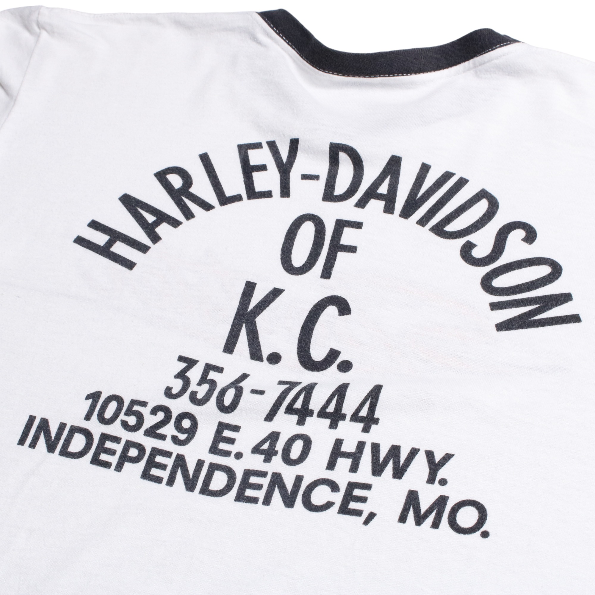 70s Champion チャンピオン Harley Davidson ハーレーダヴィッドソン リンガーTシャツ バータグ 染み込み両面プリント L