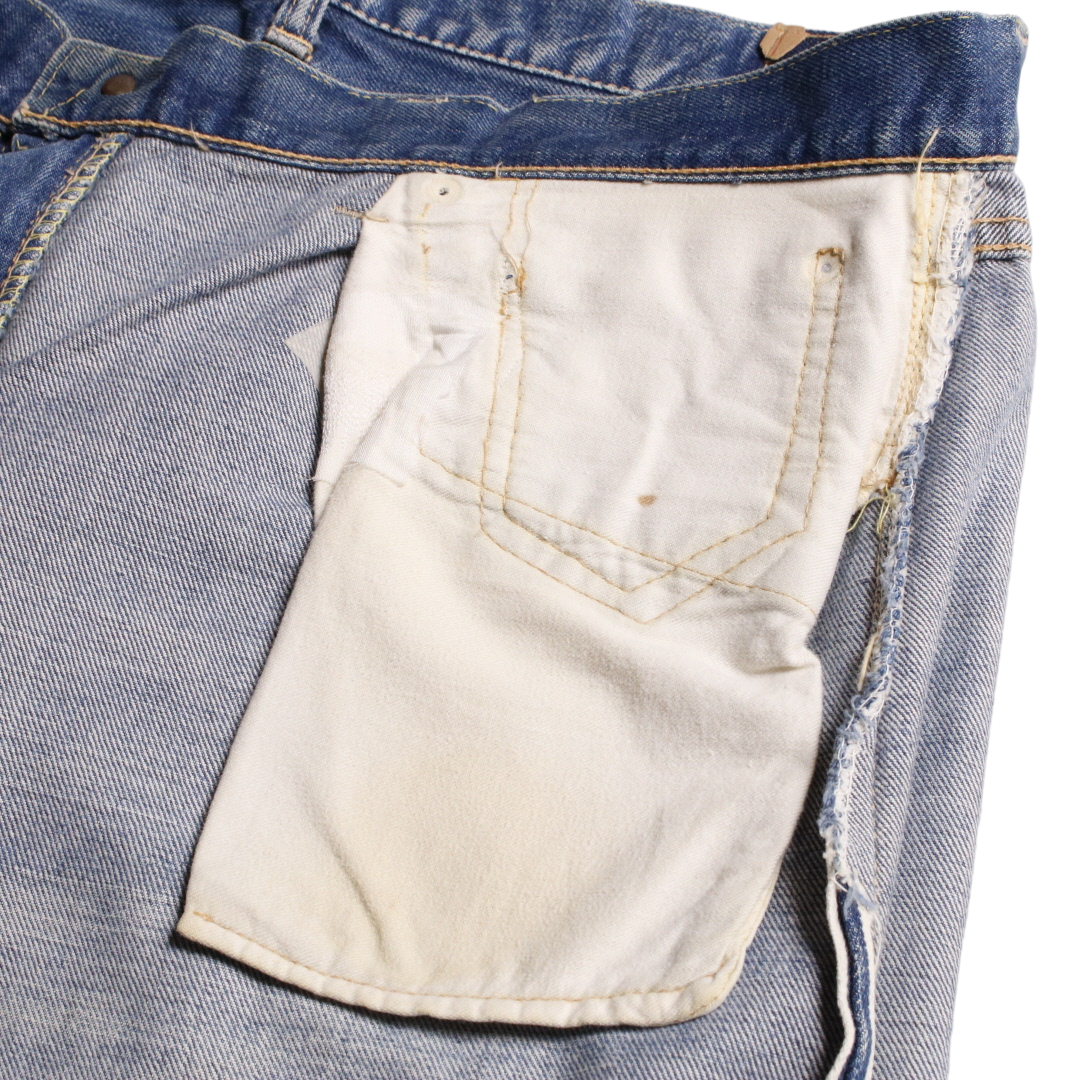 60s Levis リーバイス 505 BigE デニム ジーンズ 耳付き Vステッチ ボタン裏刻印K 42TALON W37.5L30