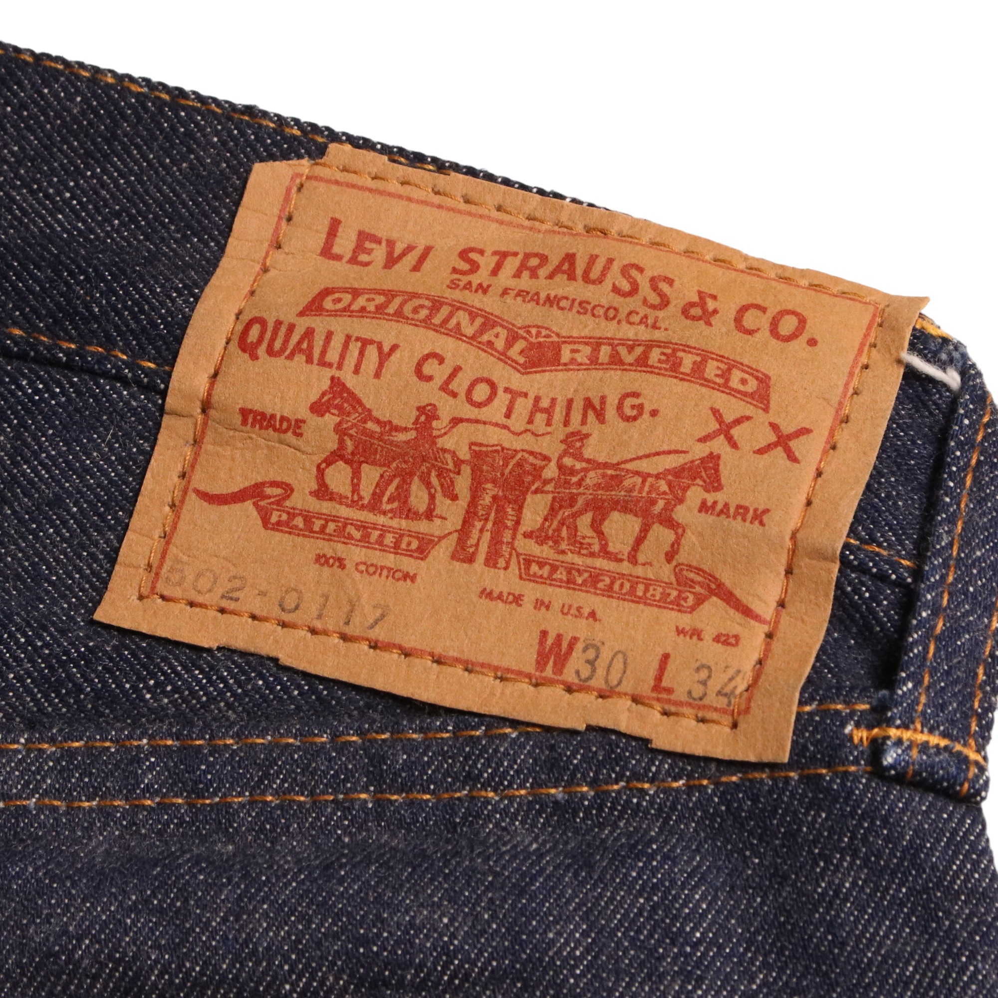 60s Levis リーバイス 502 BigE ビッグE デニムジーンズ デッドストック 均等V 平行ステッチ W30L33