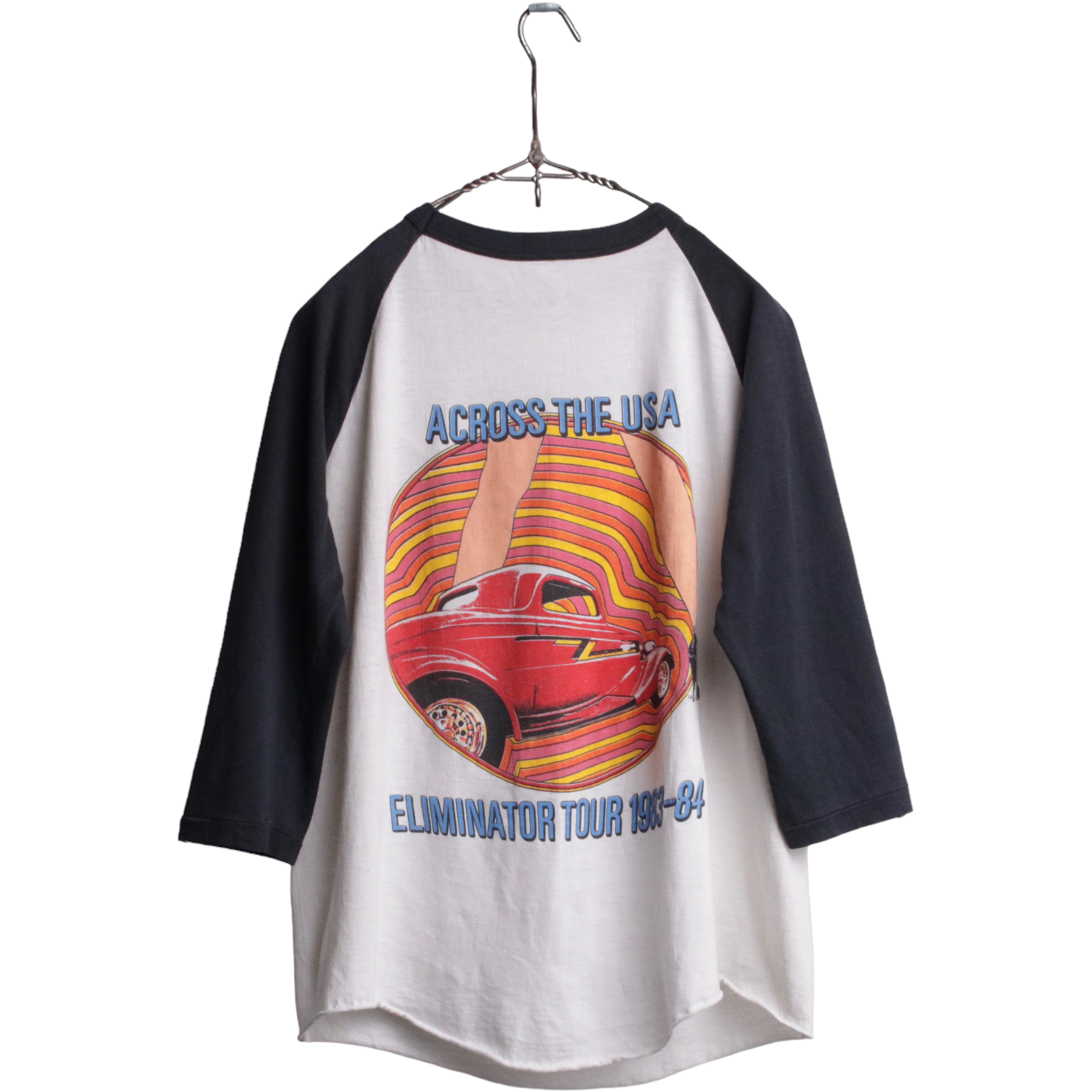 80年代 PACIFIC AEROSMITH エアロスミス ON TOUR 84 両面プリント ラグラン バンドTシャツ バンT メンズL /eaa358373