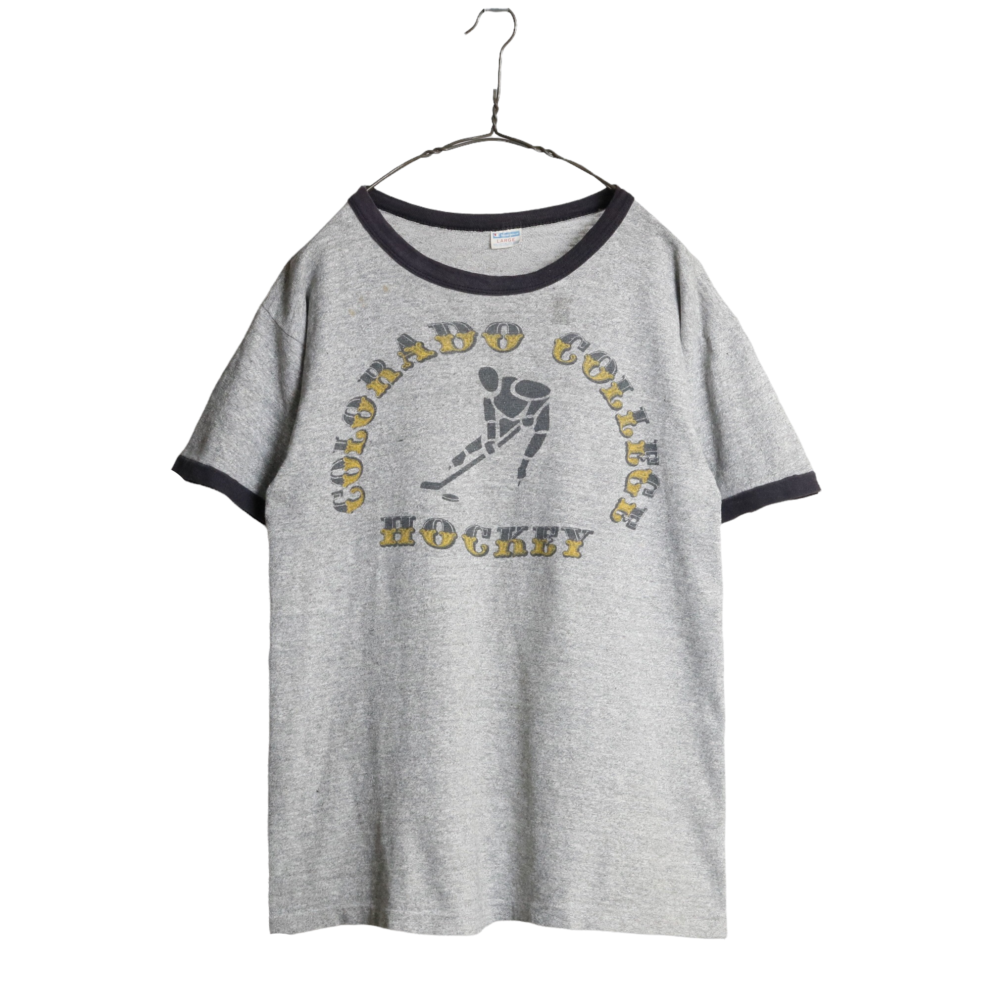 超希少】70年代 Champion バータグ リンガーTee 染み込みプリント - T