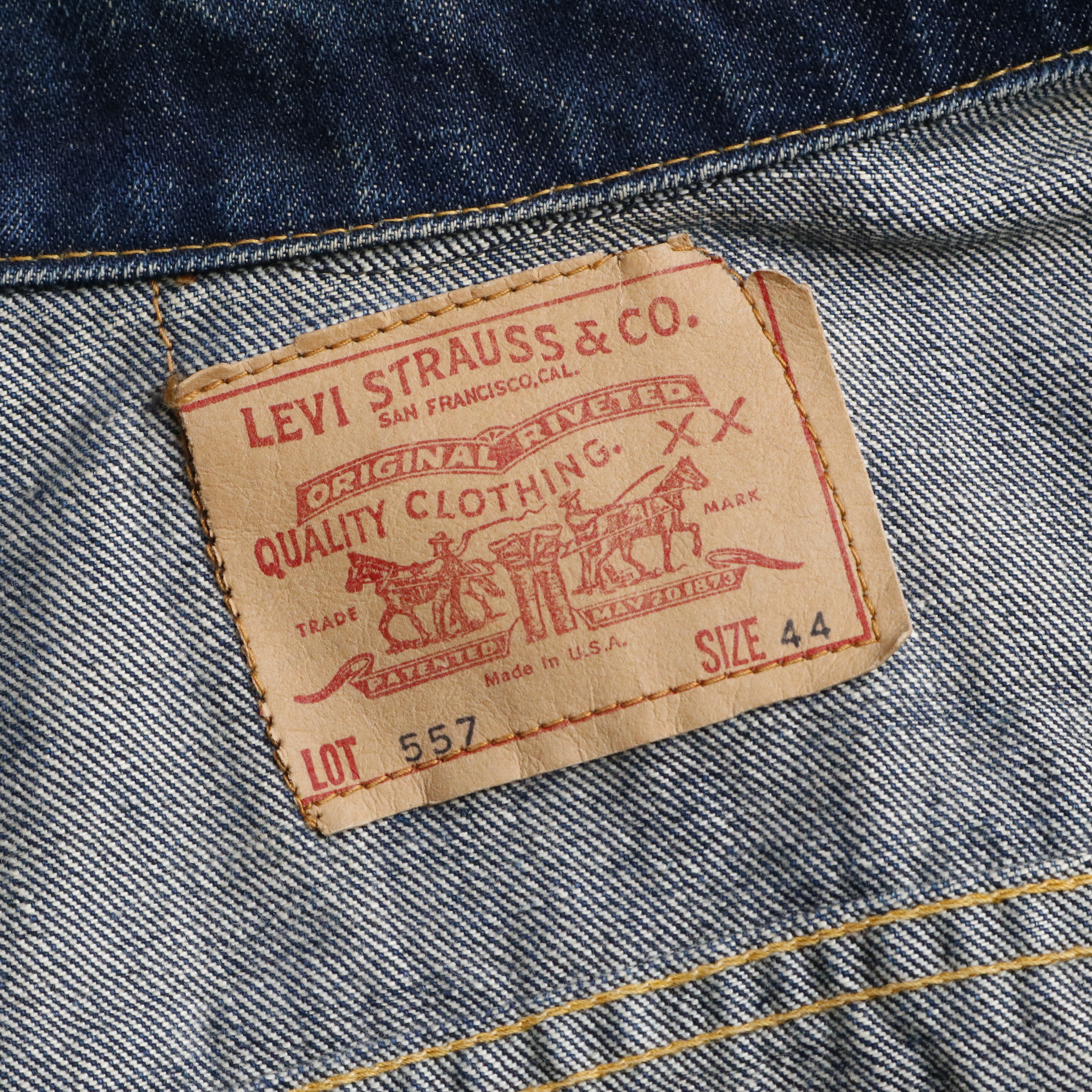 60s ヴィンテージ Levis リーバイス 577 デニムジャケット Gジャン 濃紺 均等V サード 44