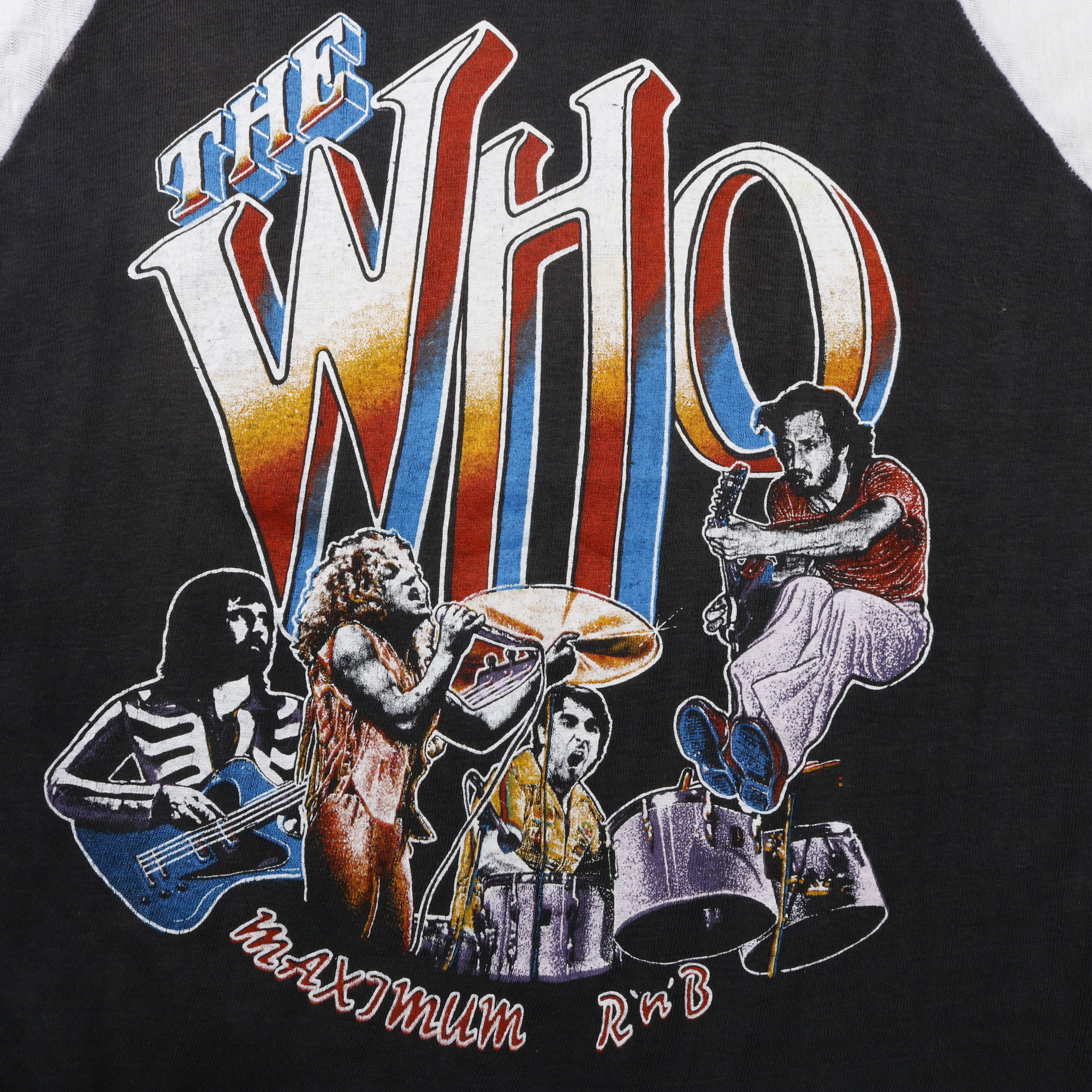 80s ヴィンテージ The Who ザ・フー バンドTシャツ バンT ラグラン ブラック 黒 ホワイト 白 M程
