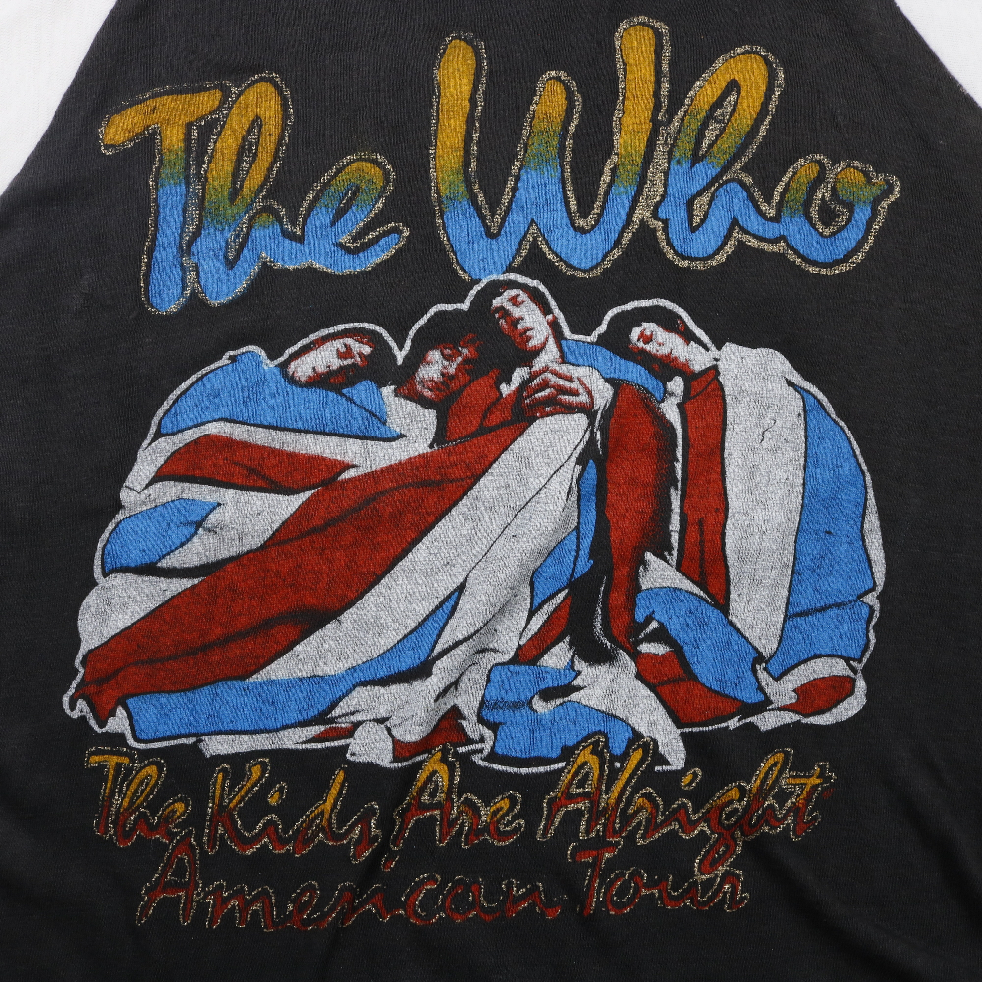 80s ヴィンテージ The Who ザ・フー バンドTシャツ バンT ラグラン ブラック 黒 ホワイト 白 M程
