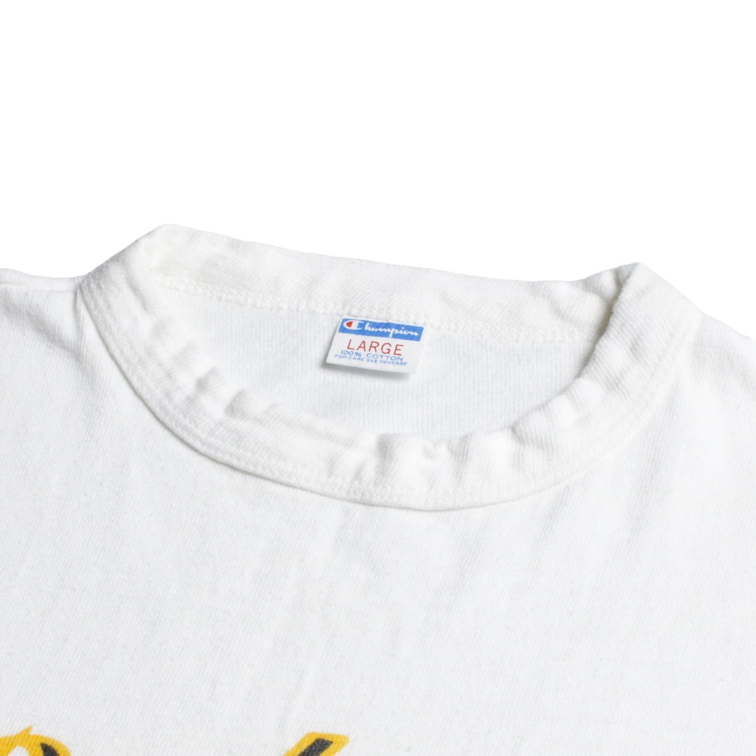 70s Champion チャンピオン Rubidoux Football カレッジ 染み込みプリント Tシャツ バータグ M / ACORN