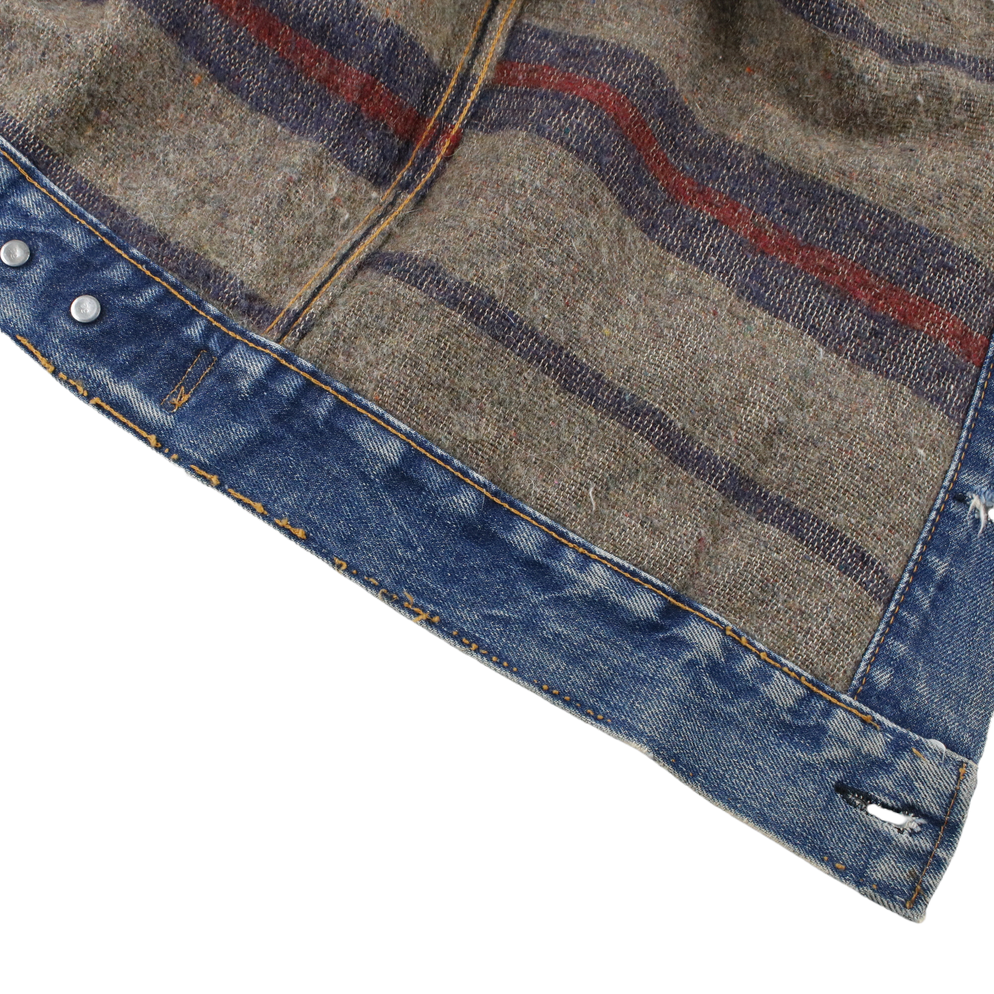 70s ヴィンテージ Levis リーバイス 70505 デニムジャケット ブランケット付き BigE ビッグE 4th ケアタグ ボタン裏52  インディゴ 38-40程